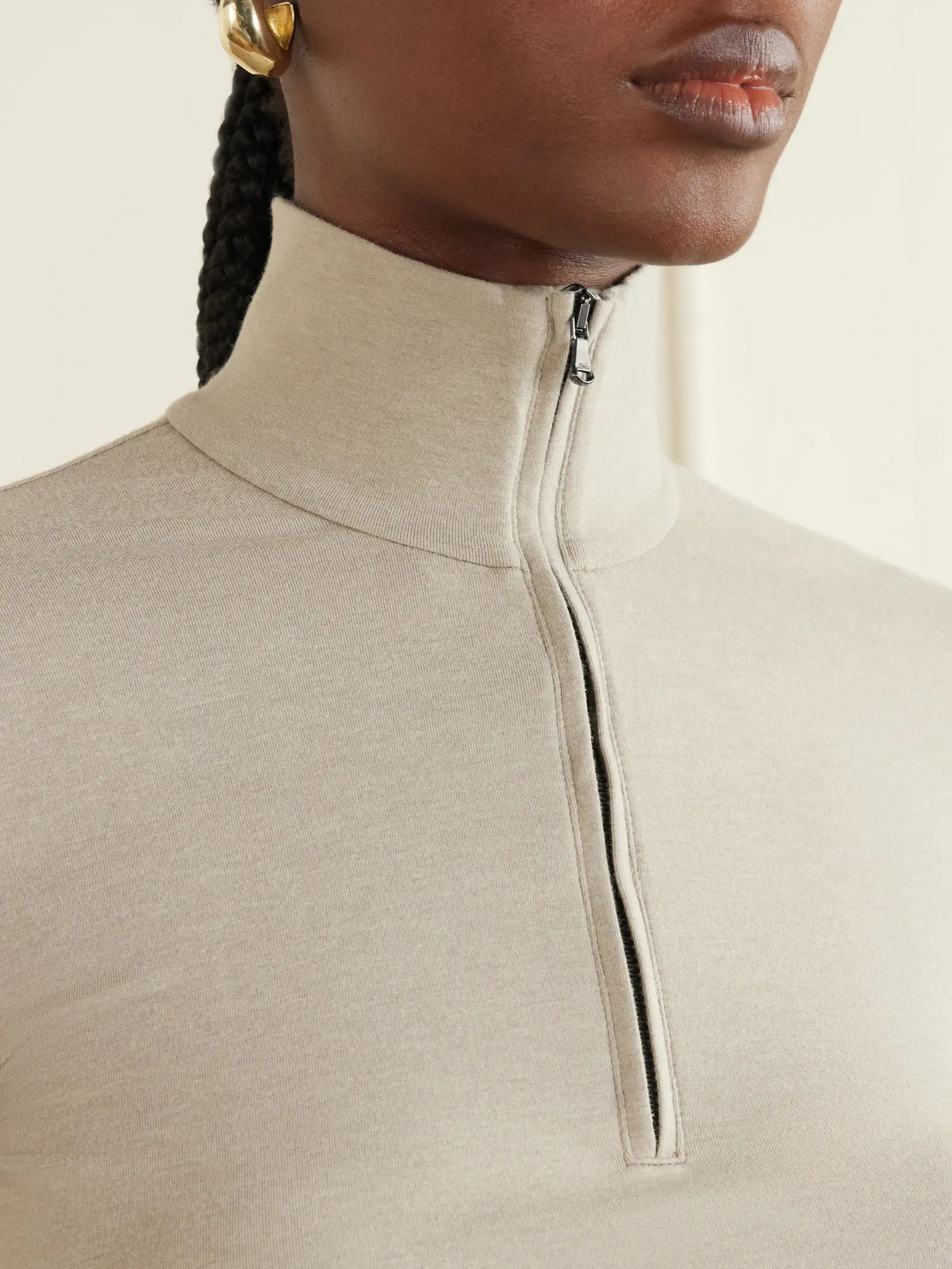 James Perse Cropped Cotton-blend Half-zip Top