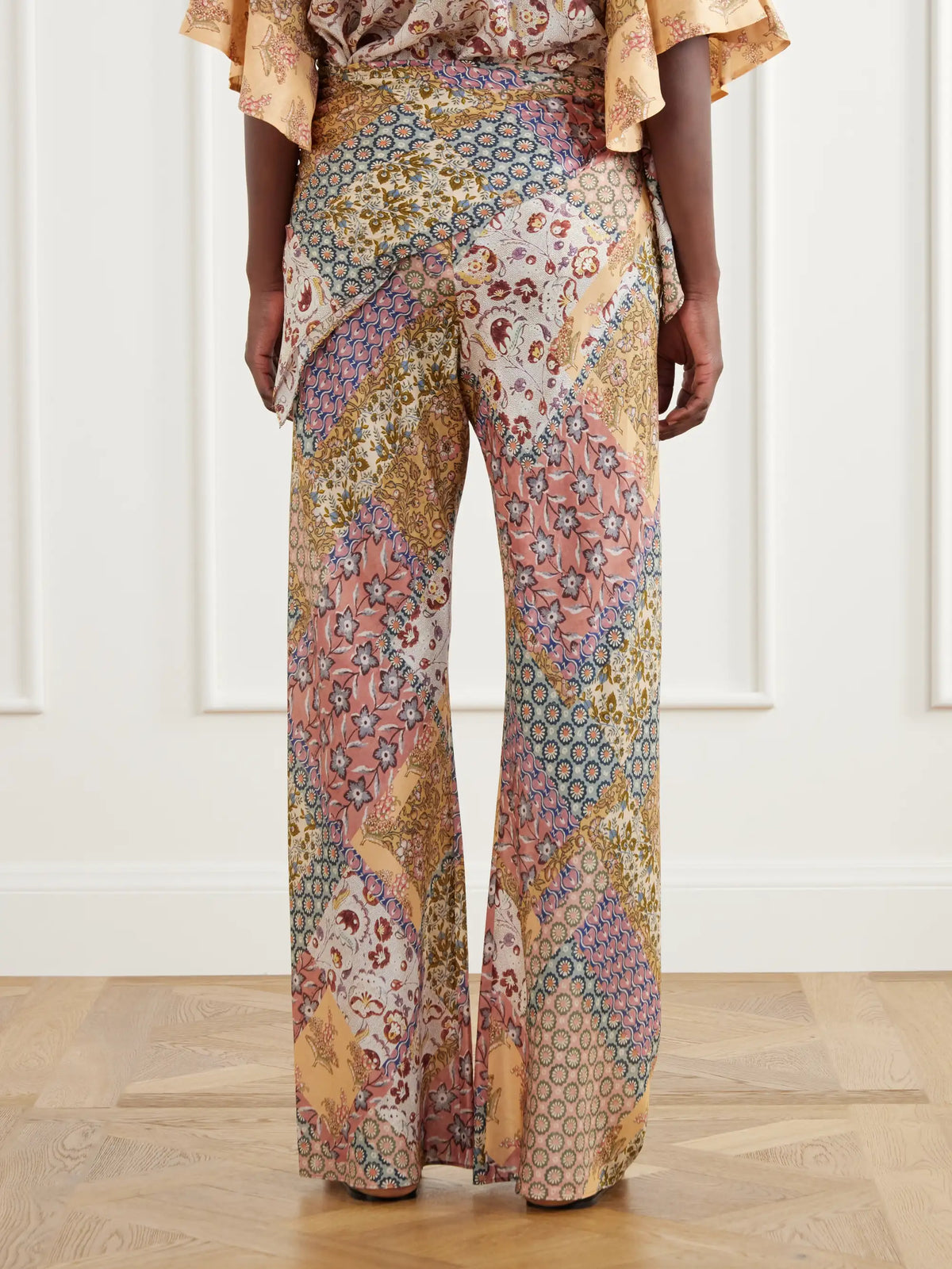 Zimmermann Fairlight Draped Printed Silk Wide-leg Pants