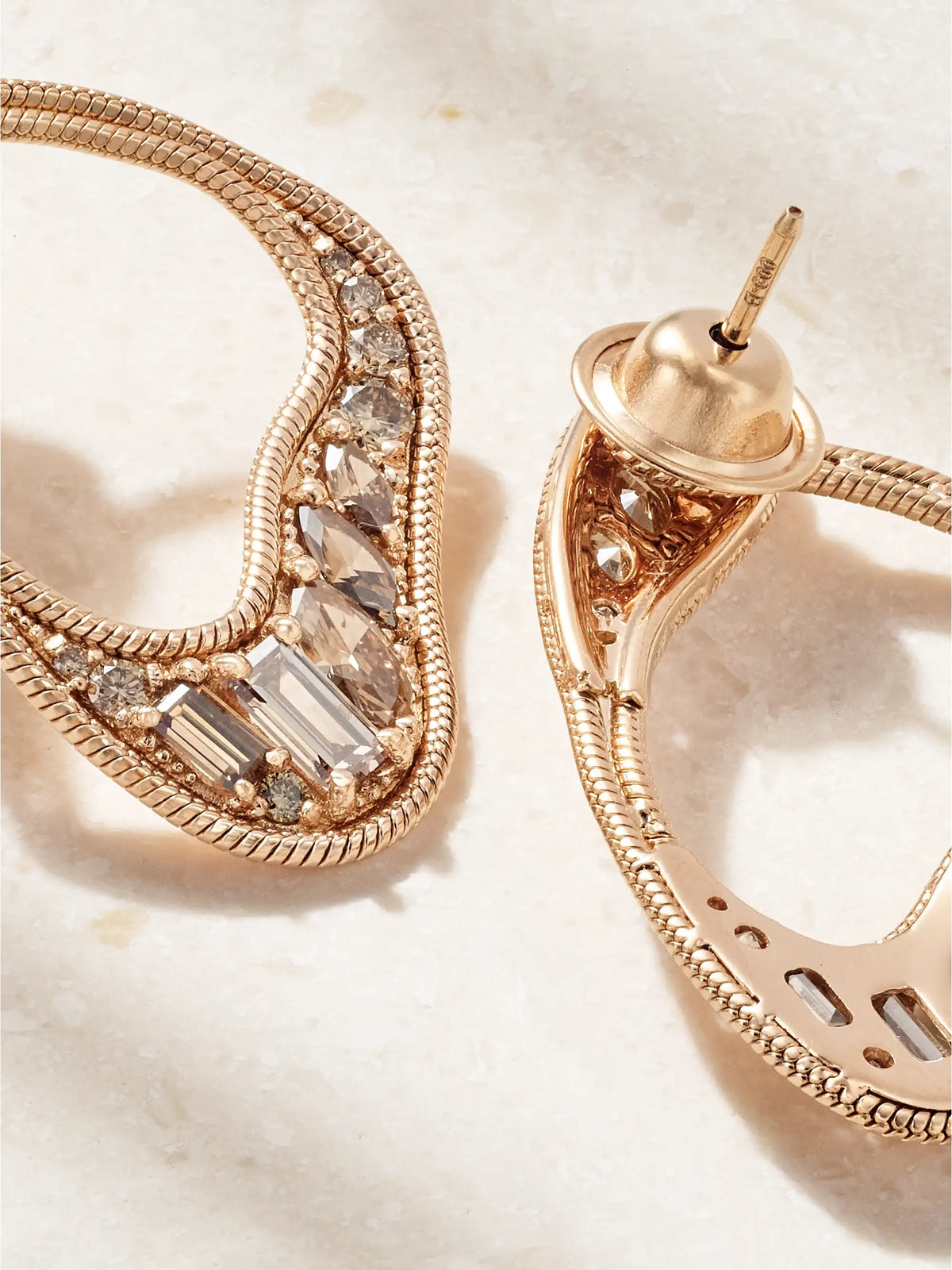 Stream Loop 18-karat Rose Gold Diamond Earrings