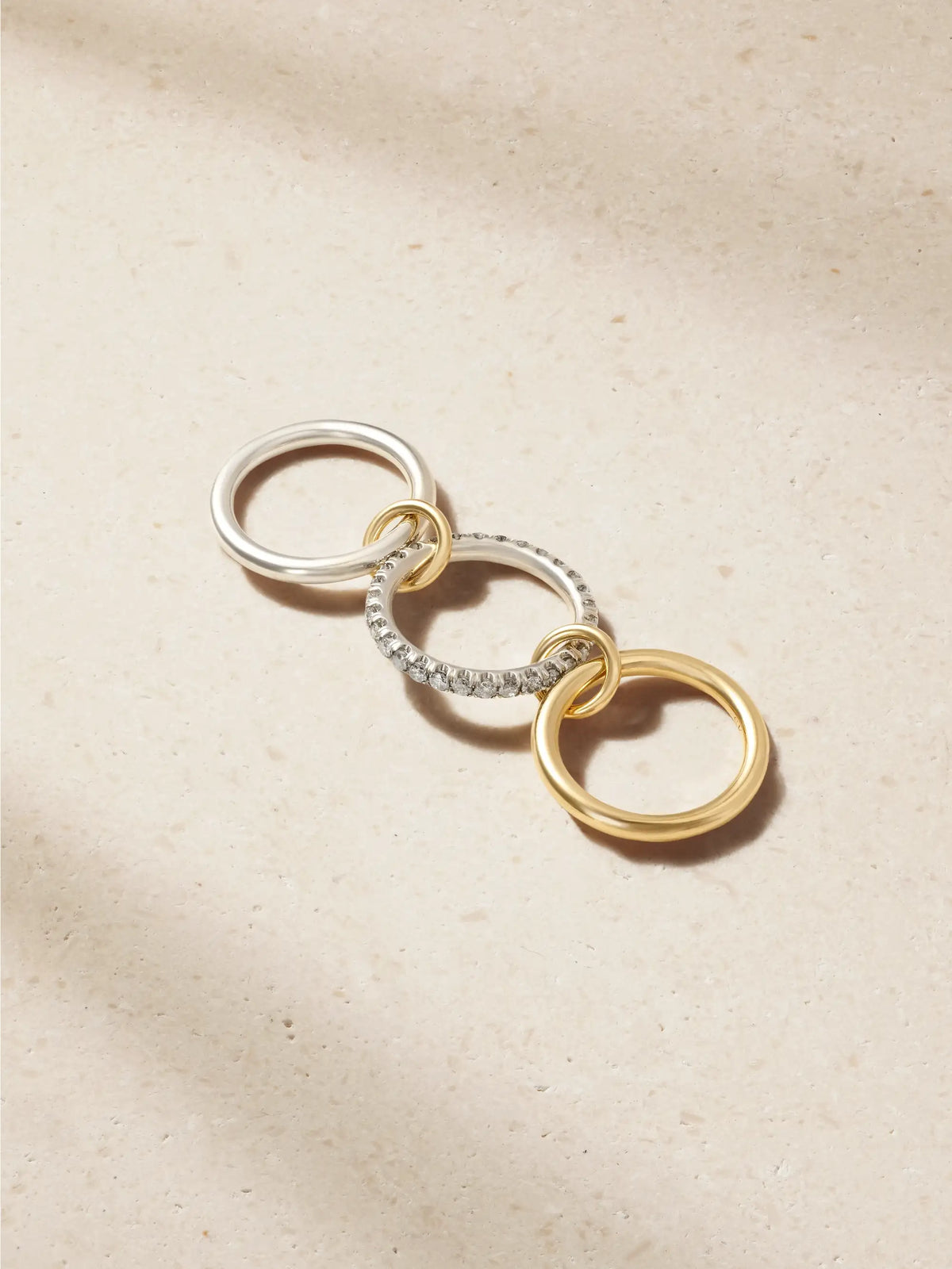 Taurus Set Of Three 18-karat Gold And Sterling Silver Diamond Rings