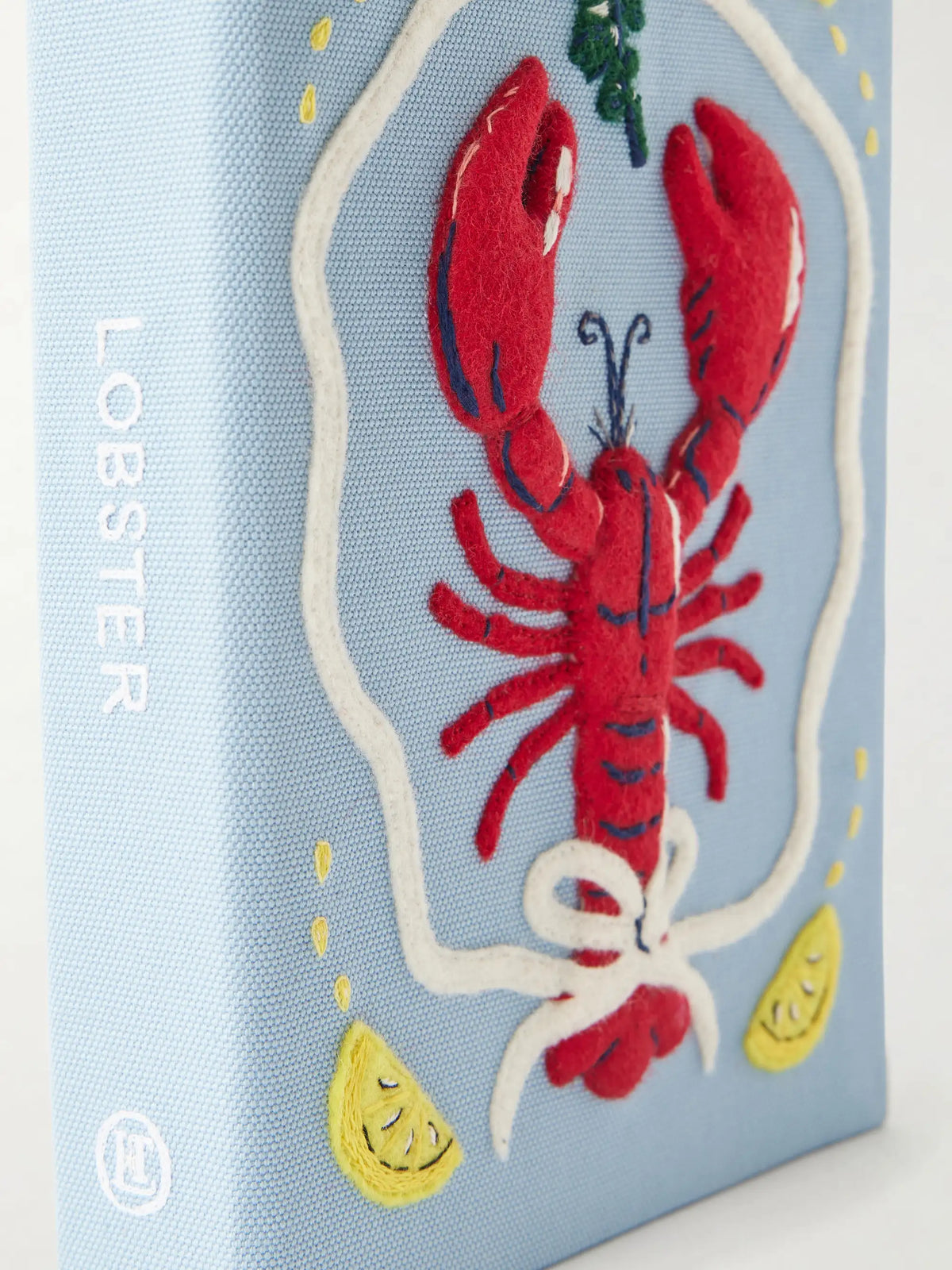 Lobster Appliquéd Embroidered Canvas Clutch