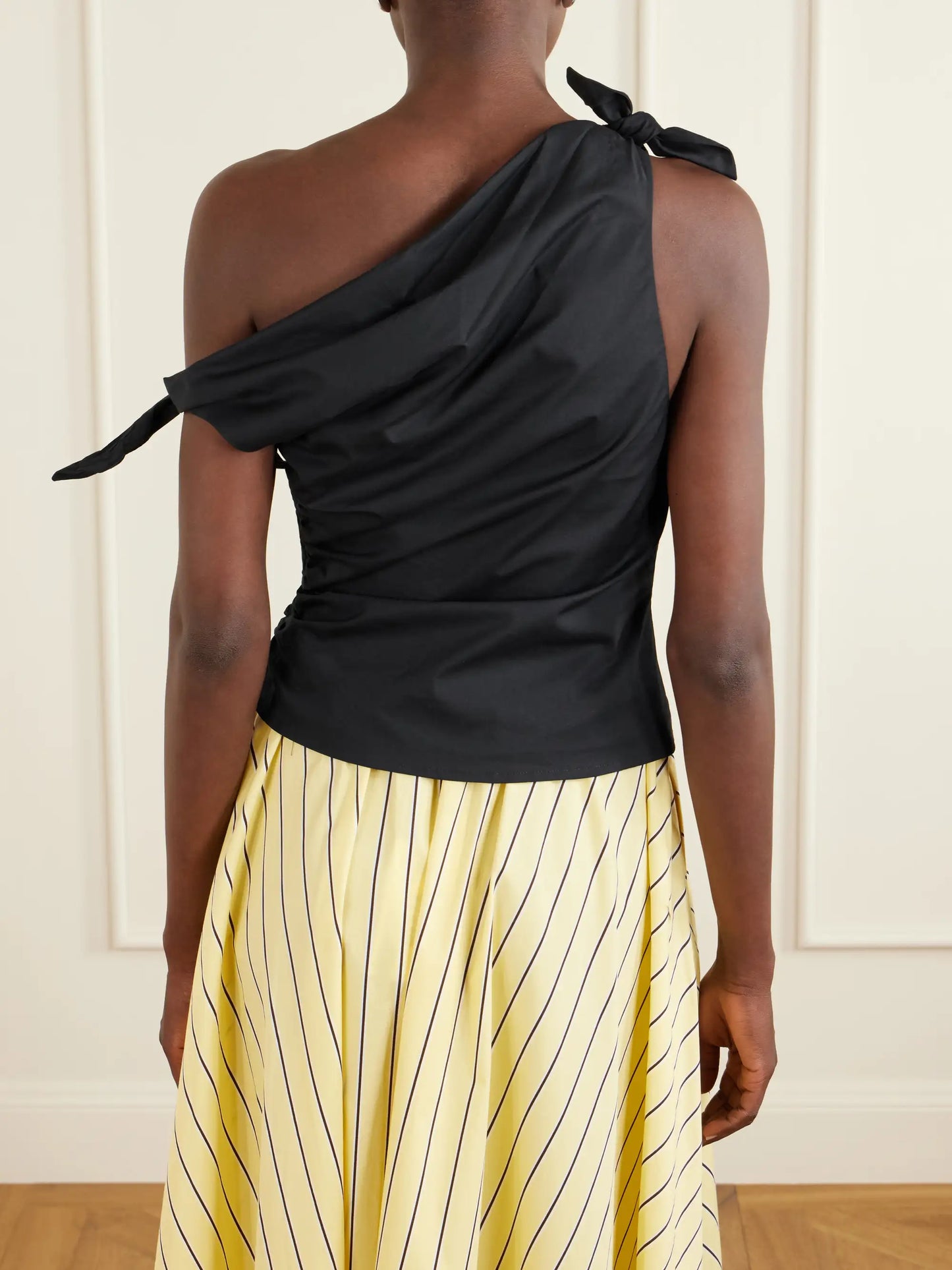 Bellaria Asymmetric Knot-detailed Cotton-blend Poplin Top