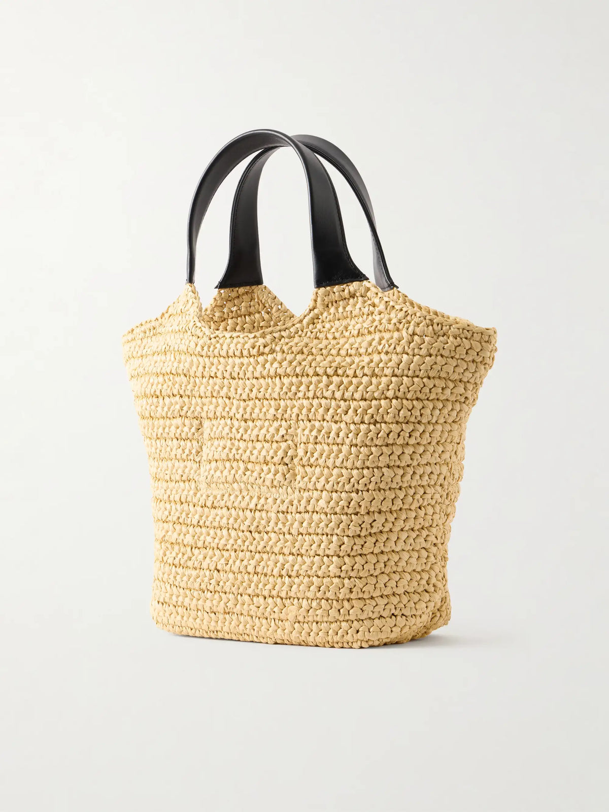 Cabas Mini Leather-trimmed Raffia Shoulder Bag