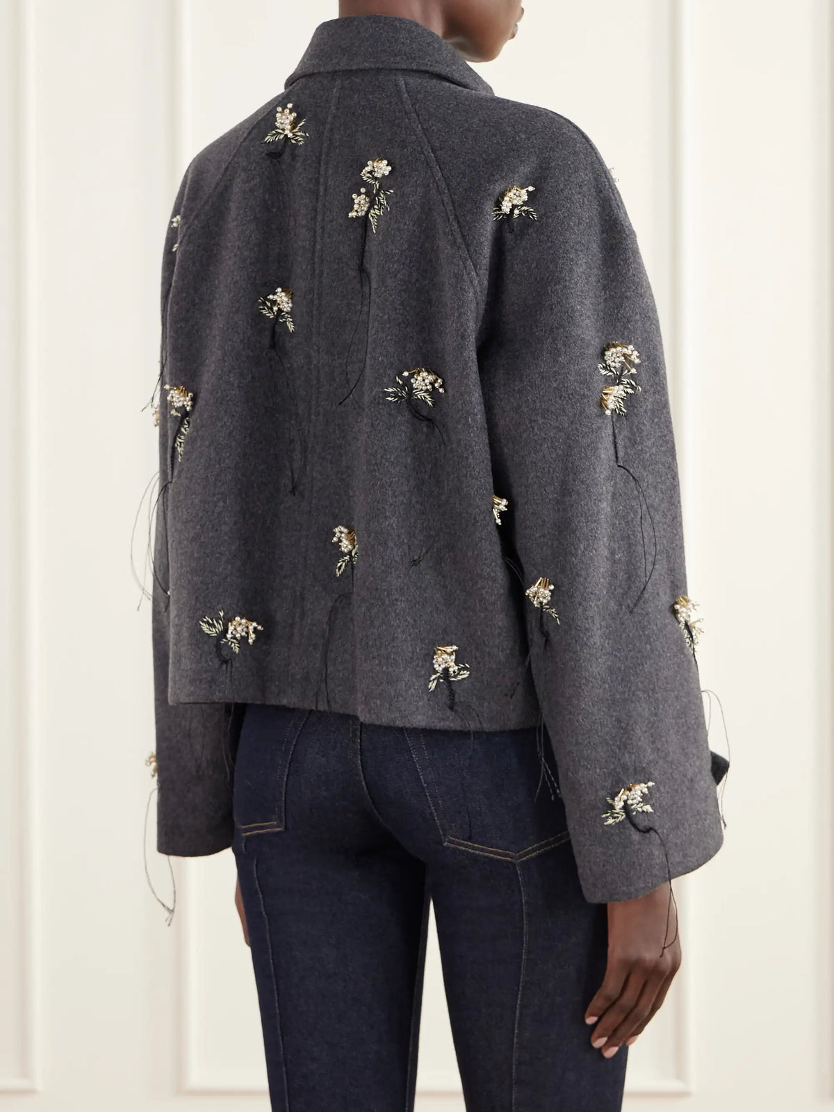 SIMKHAI Katya Bead-embellished Embriodered Wool-blend Felt Jacket