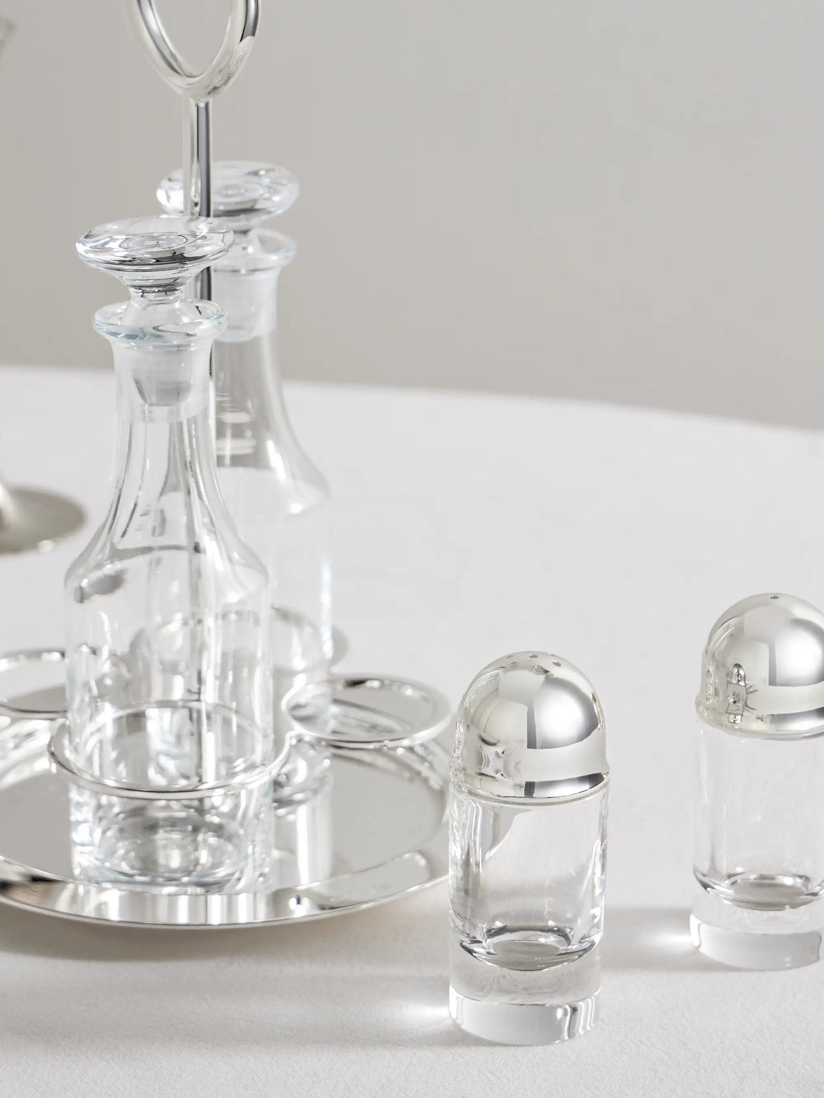 Vertigo Crystal And Silver-plated Condiment Set
