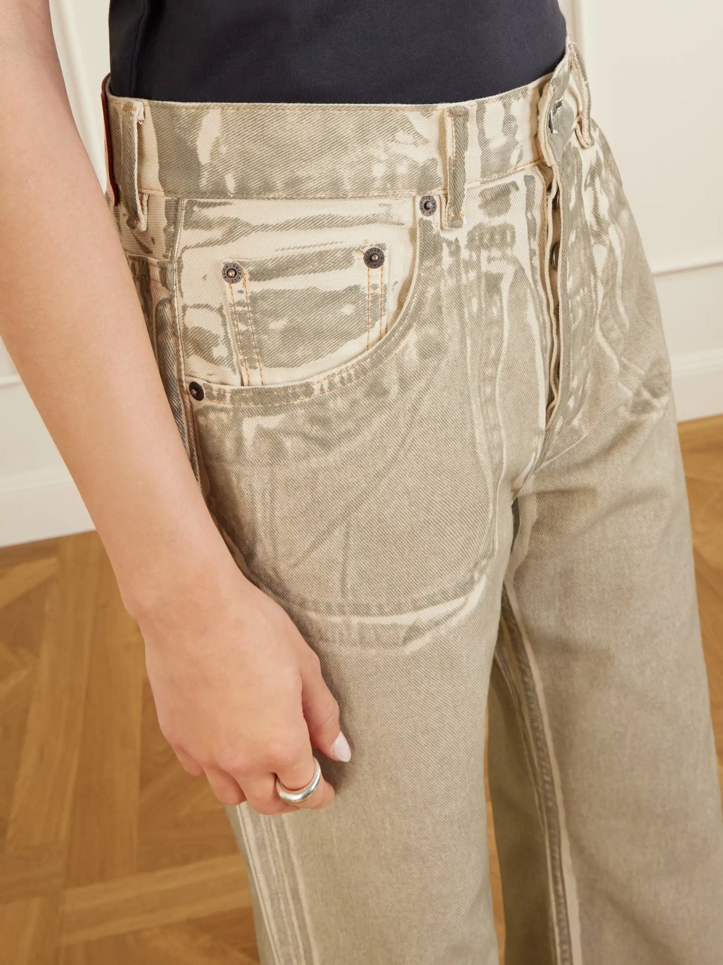Printed Mid-rise Straight-leg Jeans