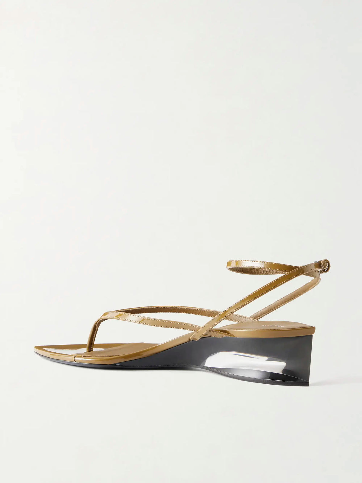 Patent Leather And Plexiglass Wedge Sandals