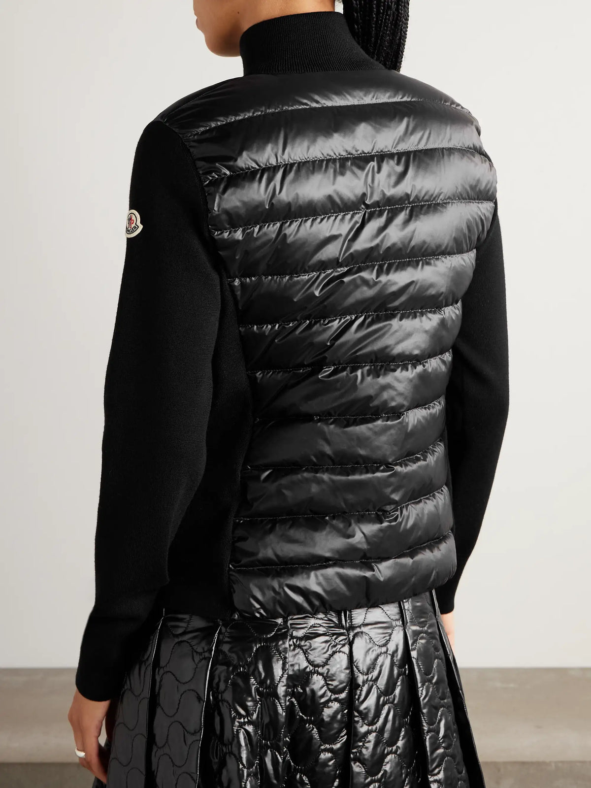 Wool And Quilted Shell Down Cardigan