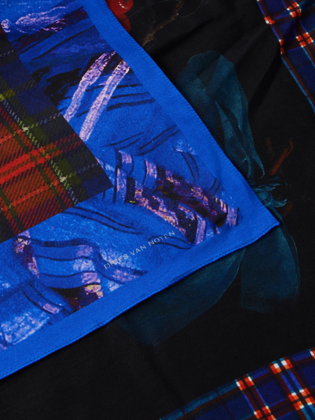 Dries Van Noten Flara Printed Checked Twill Scarf