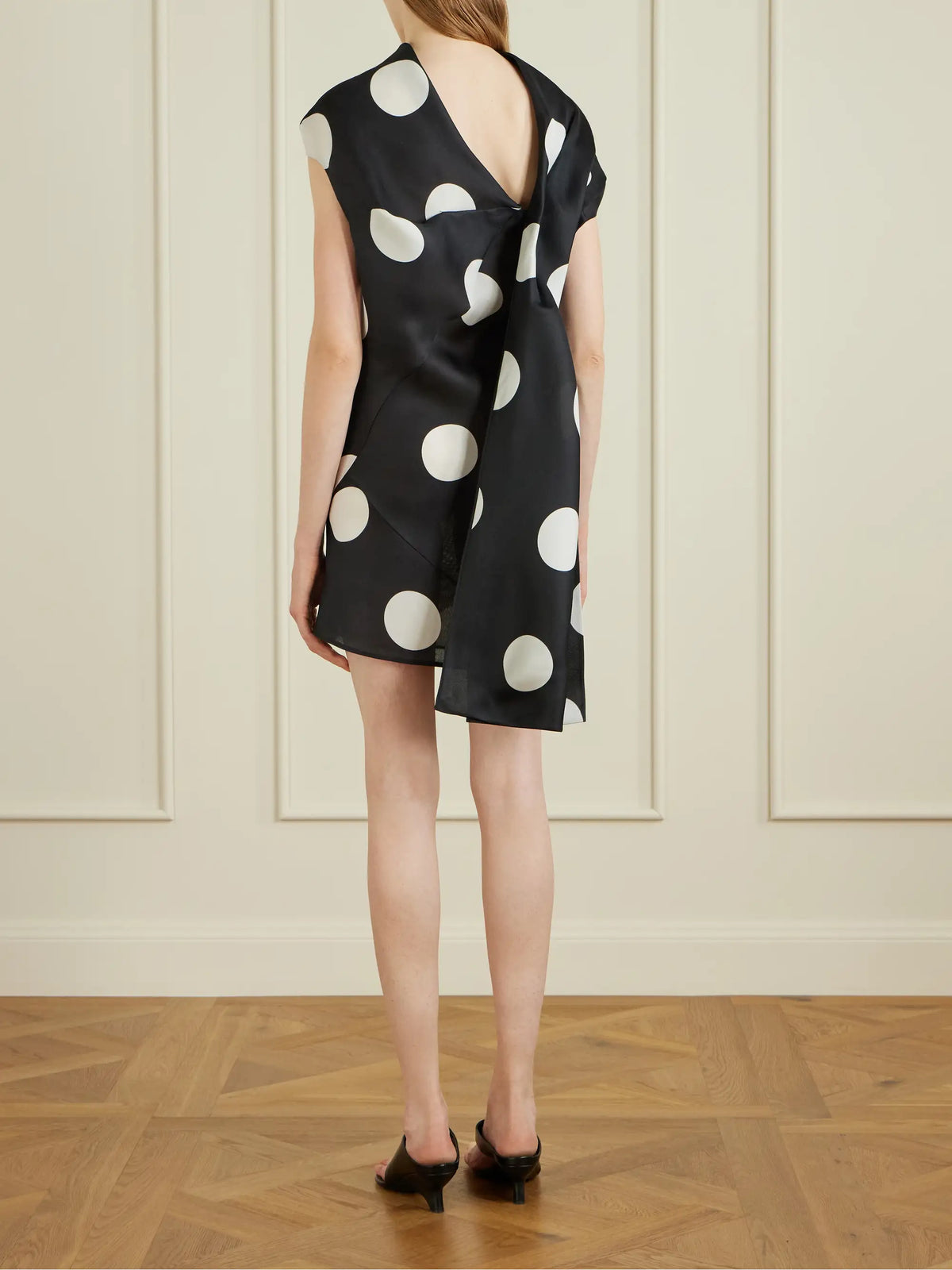 KHAITE Tatia Draped Polka-dot Silk Mini Dress