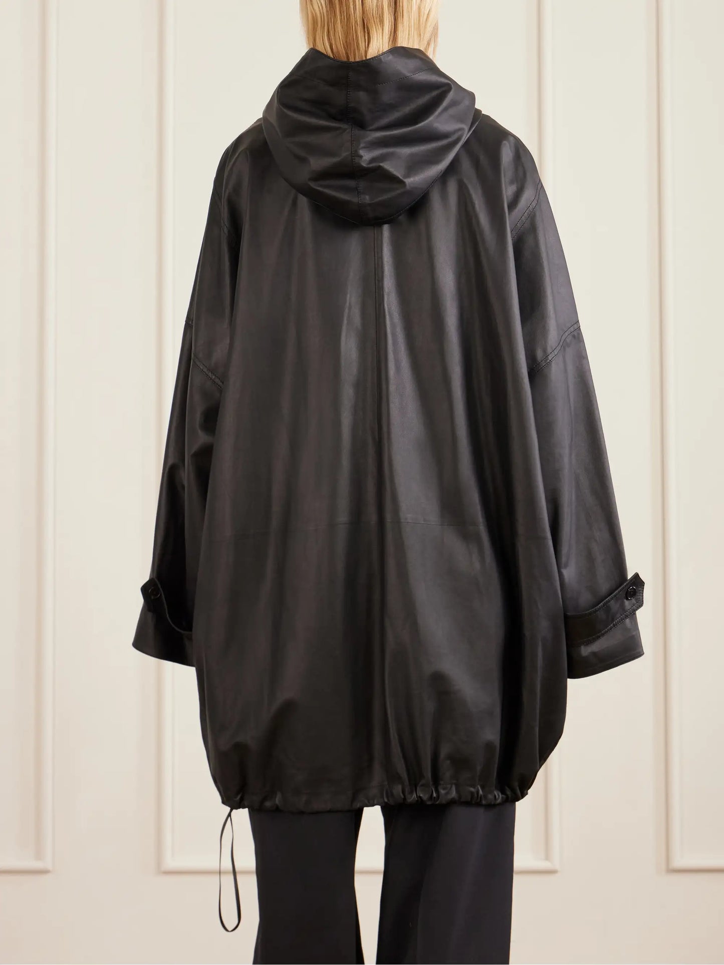 Cassandre Leather Hooded Coat
