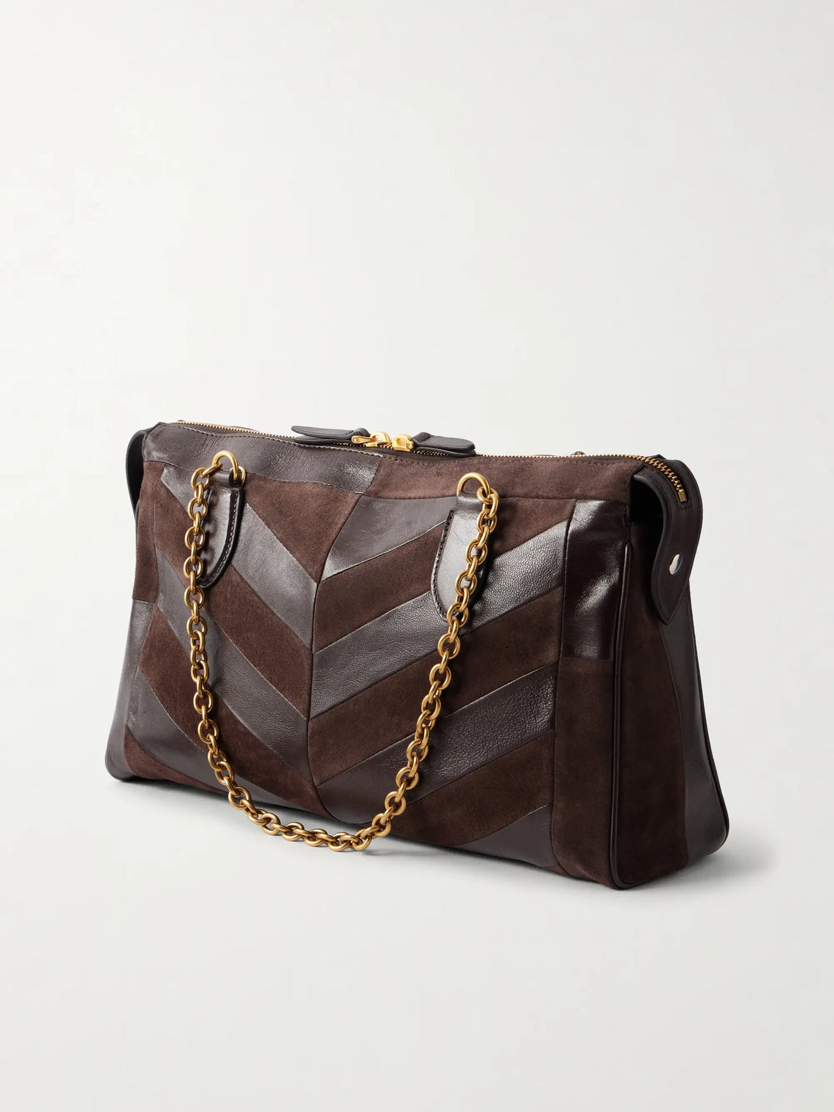 Panthea Medium Embellished Patchwork Leather And Suede Shoulder Bag