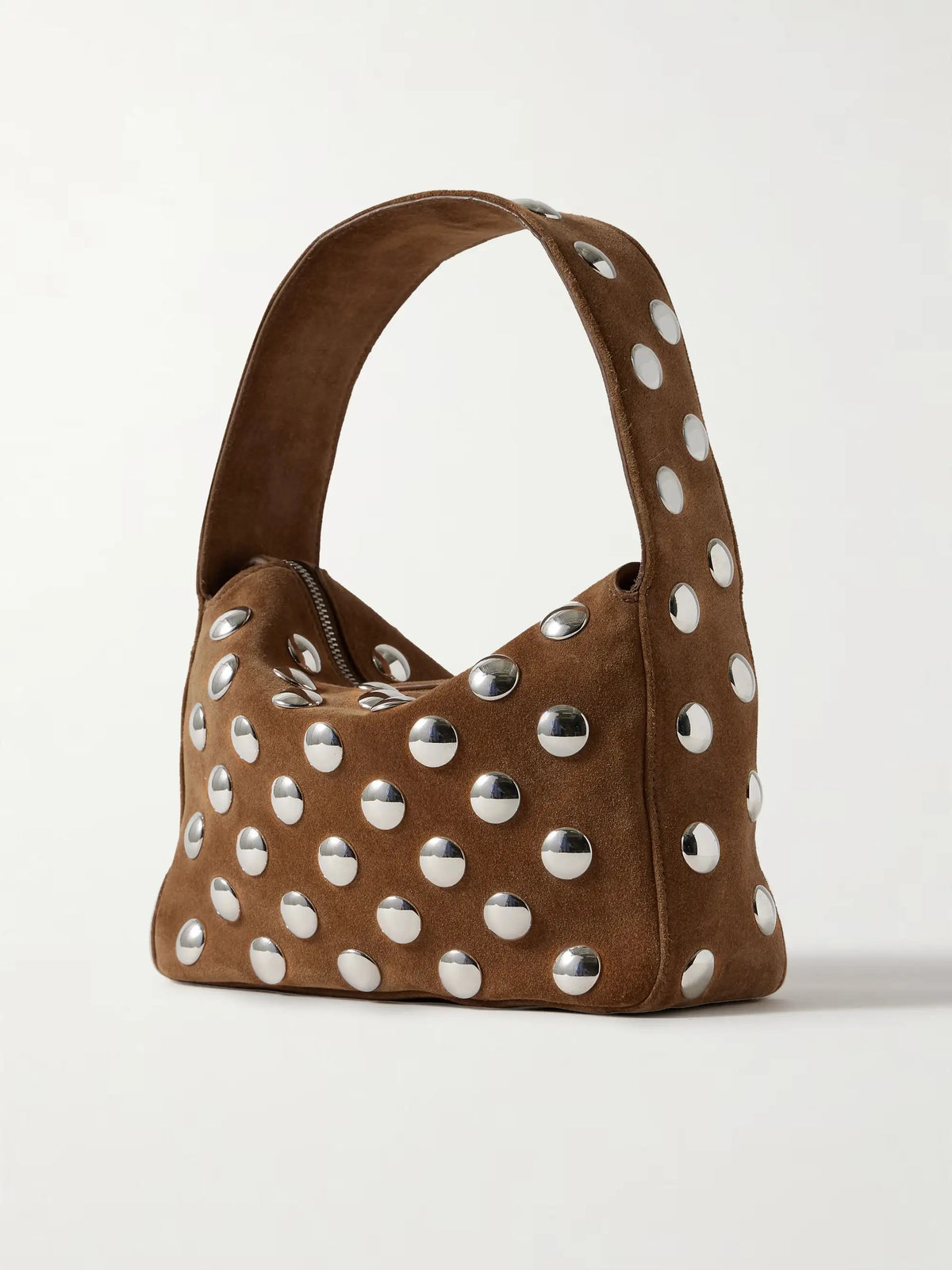 Elena Small Studded Suede Shoulder Bag