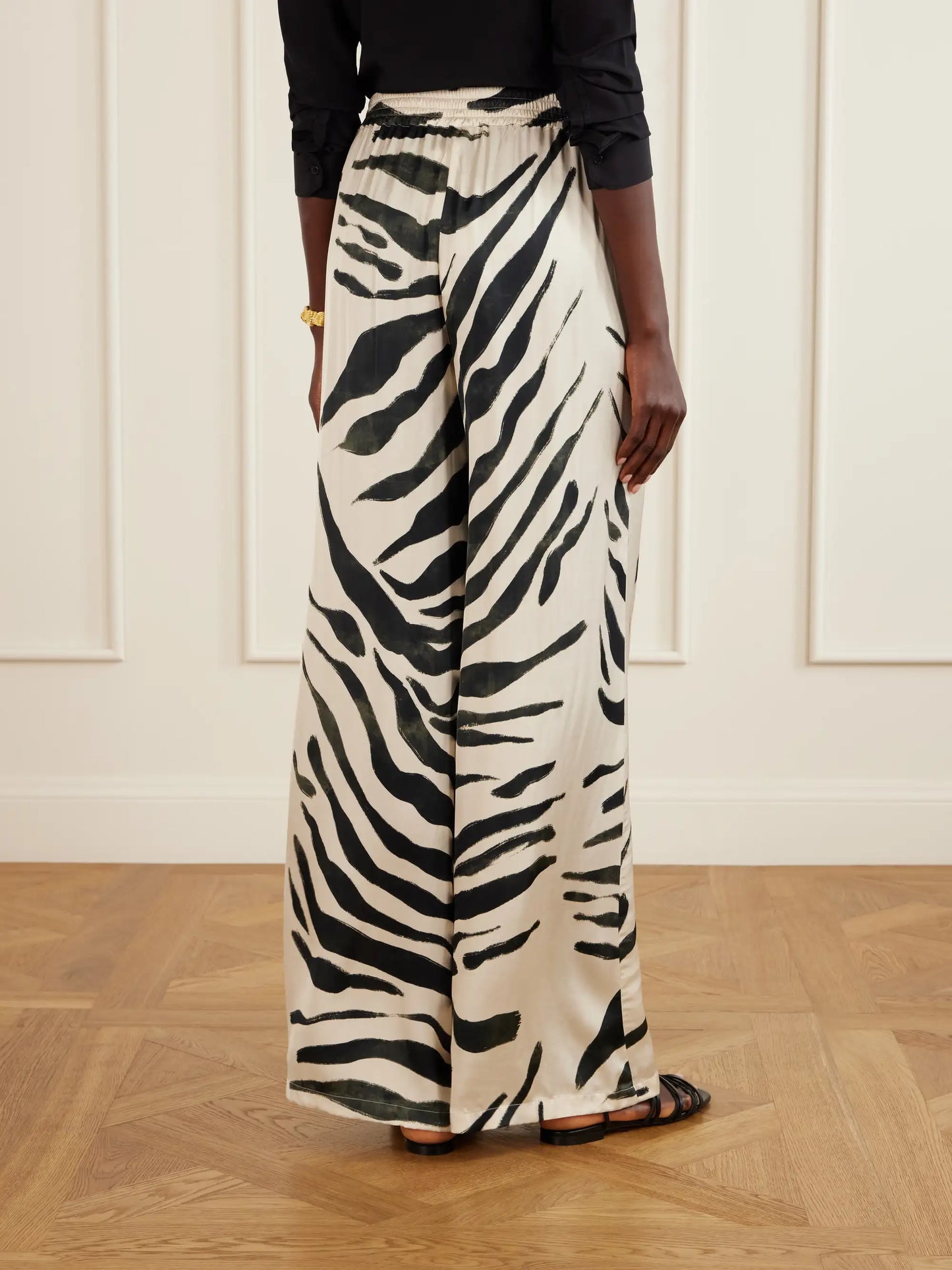 Tamu Mia Printed Satin Wide-leg Pants