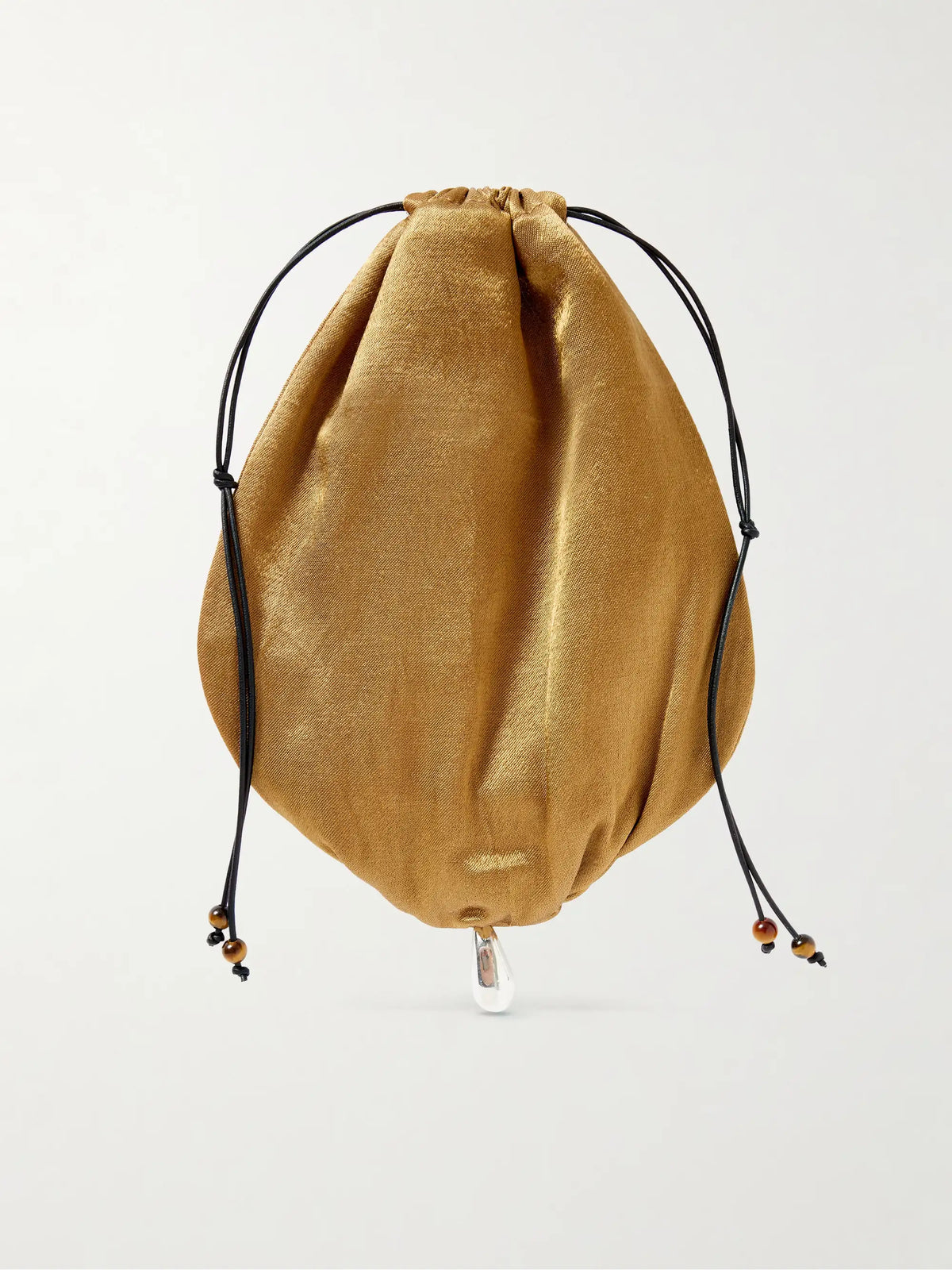 Teardrop Embellished Satin Drawstring Pouch