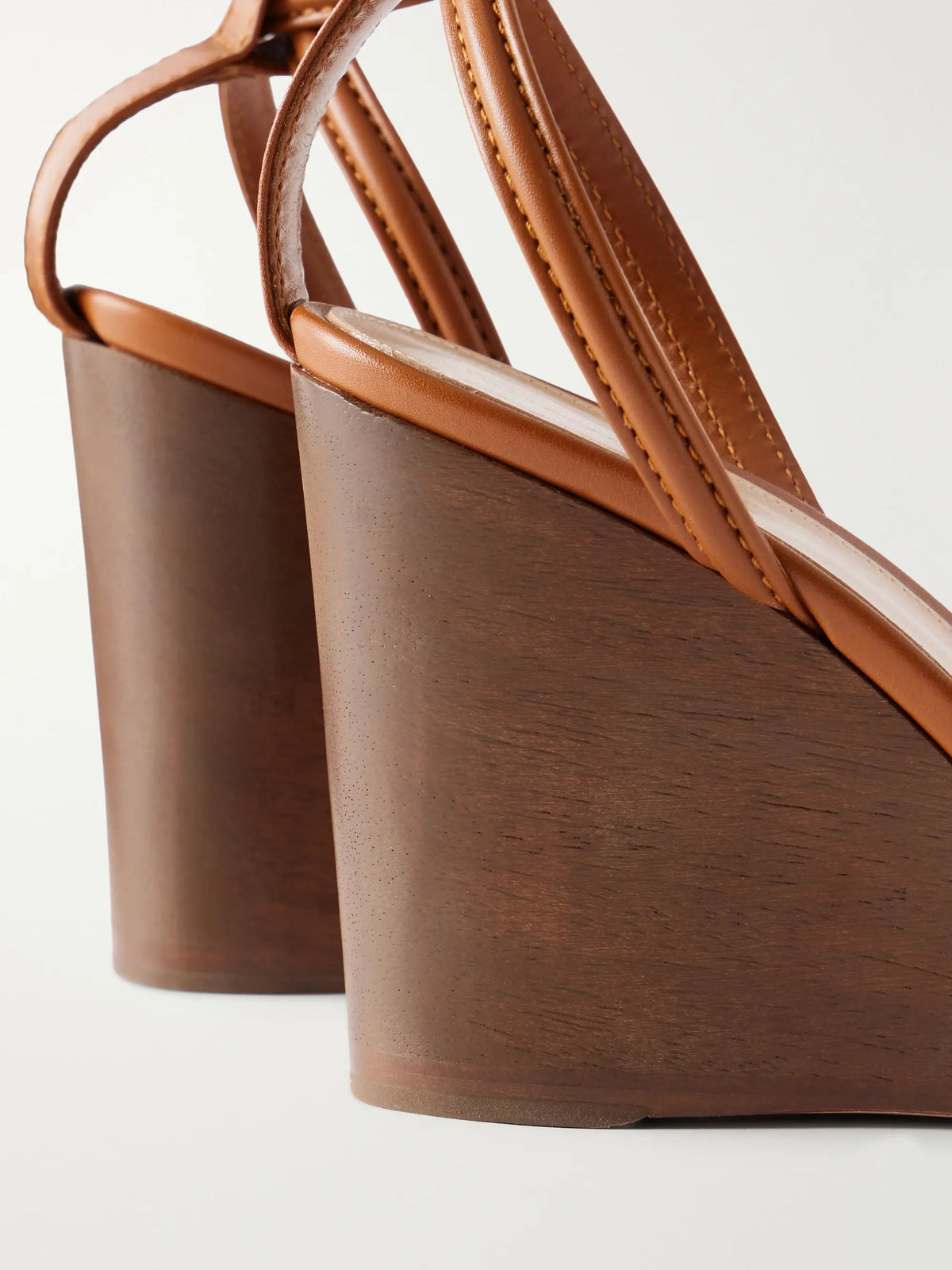 85 Leather Wooden Wedge Sandals