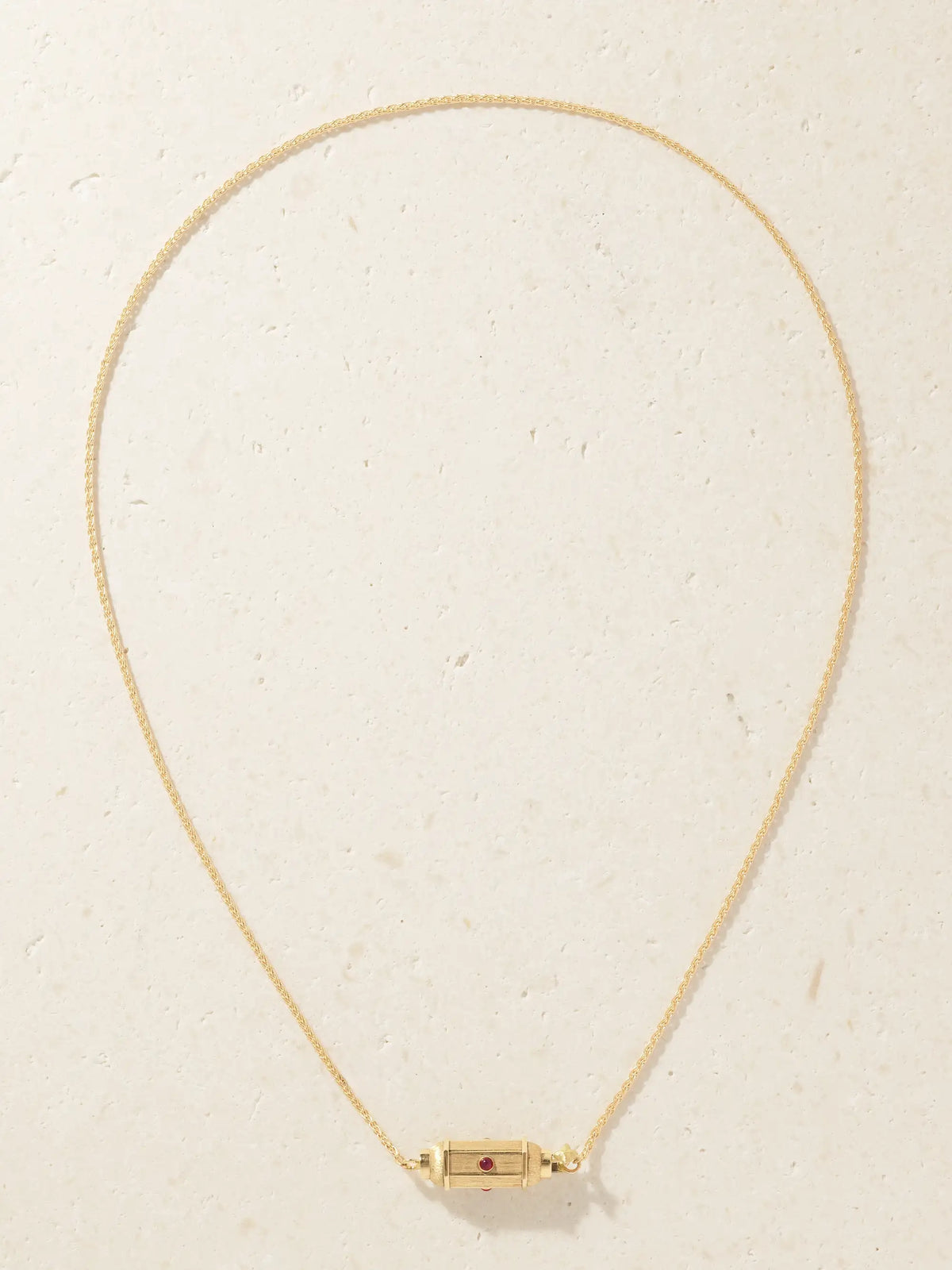 Micro Coco Locket 18-karat Gold Ruby Necklace