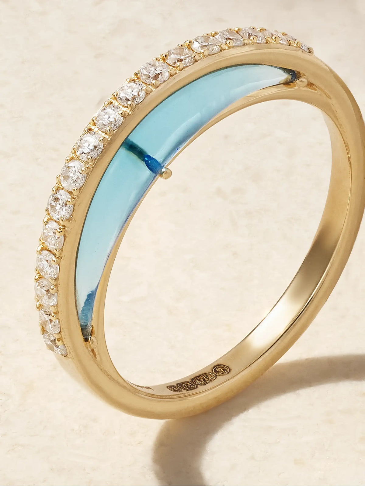 Bloop Moon 18-karat Gold, Diamond And Enamel Ring