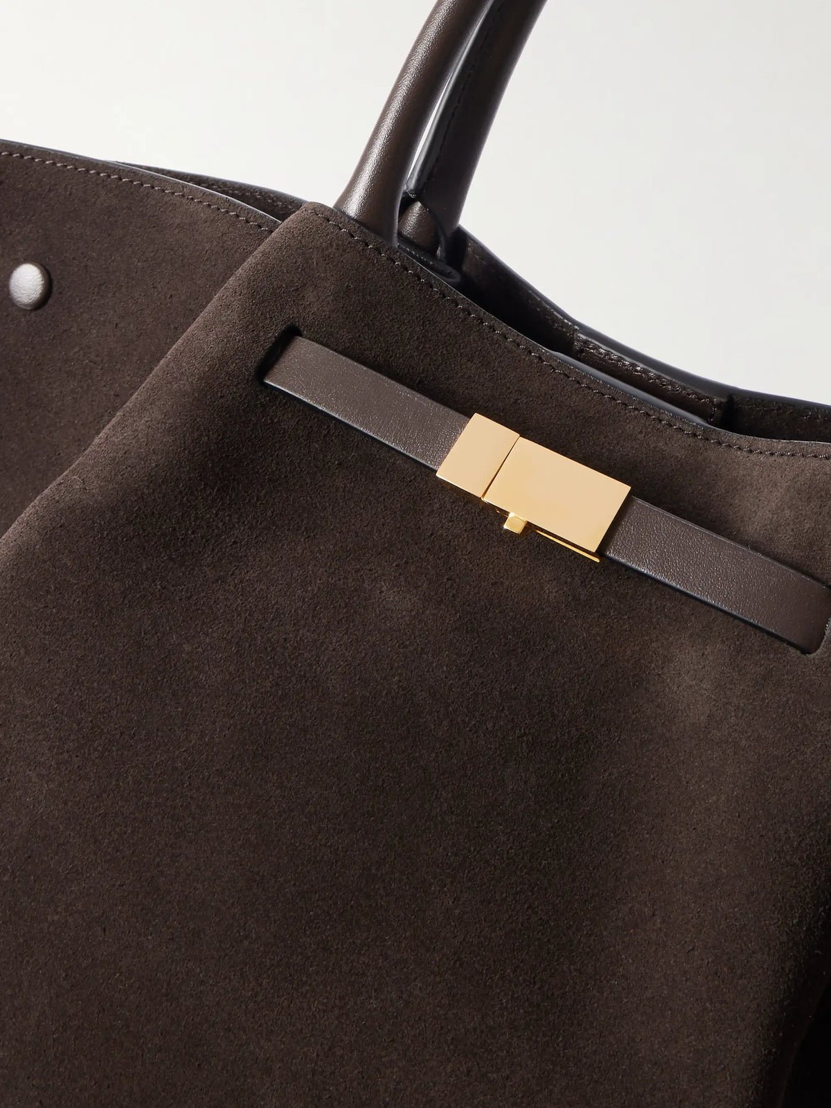 The New York Midi Leather-trimmed Suede Tote