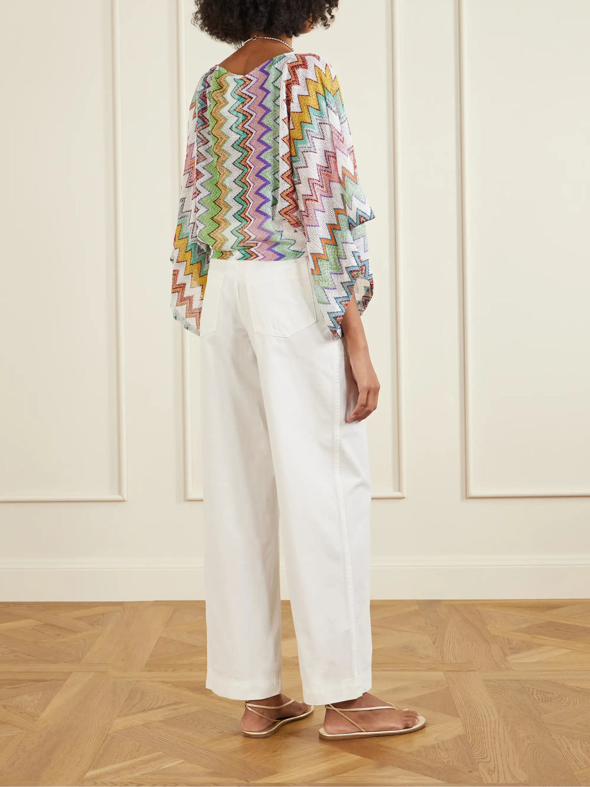 Missoni Striped Metallic Crochet-knit Blouse