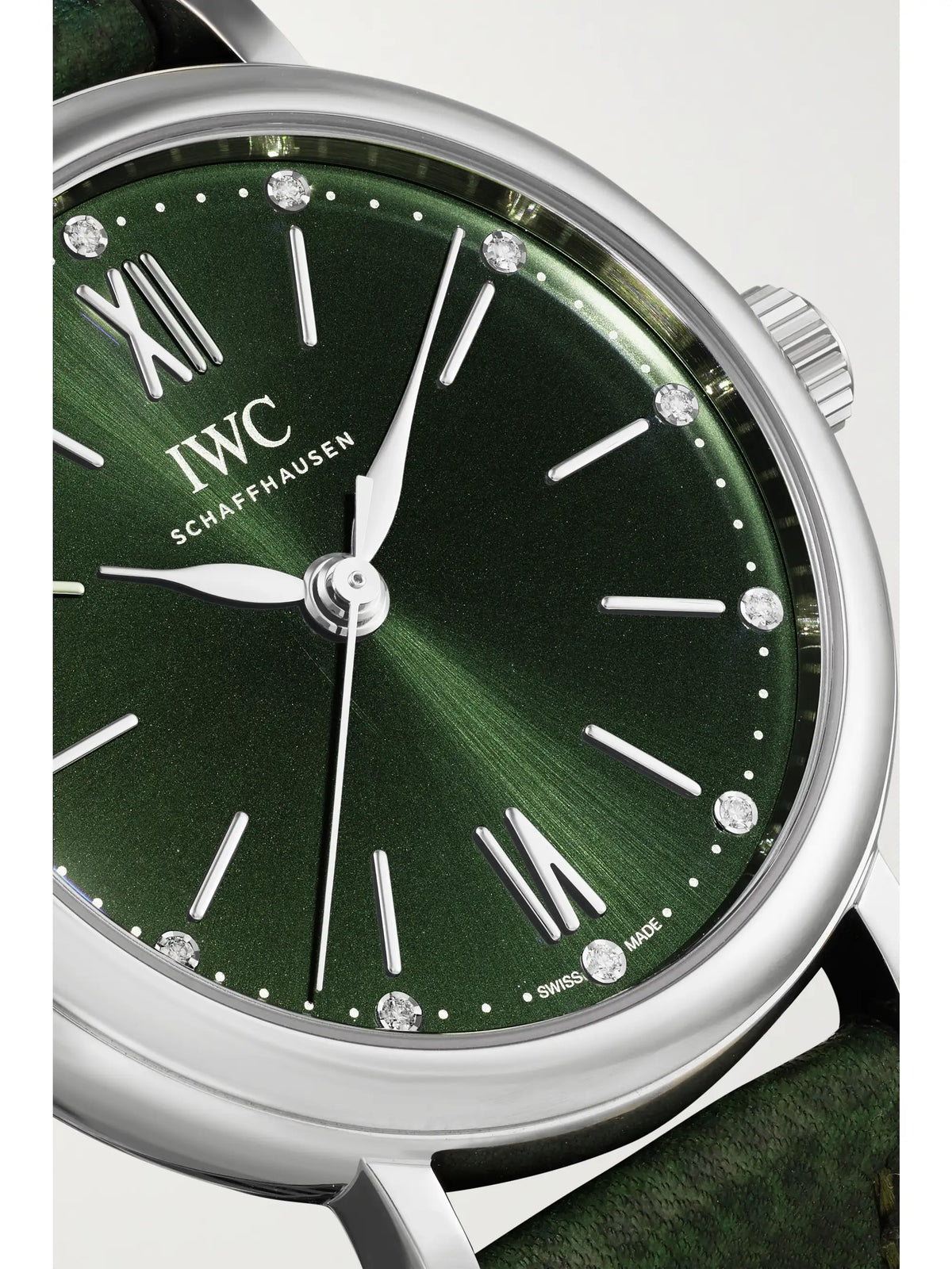 Portofino Automatic 34mm Stainless Steel, Textured-leather And Diamond Watch
