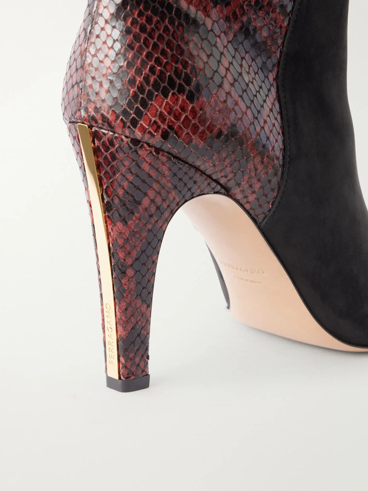 Nylu 95 Snake-effect Leather And Suede Boots