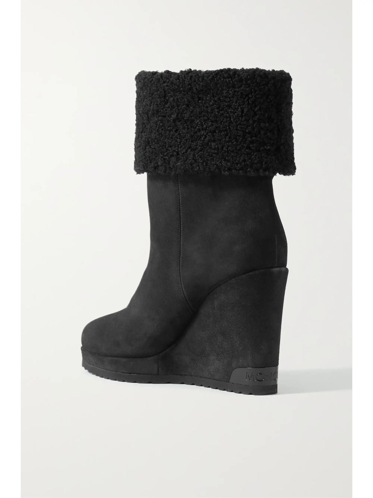 W Short Plush-lined Suede Wedge Ankle Boots
