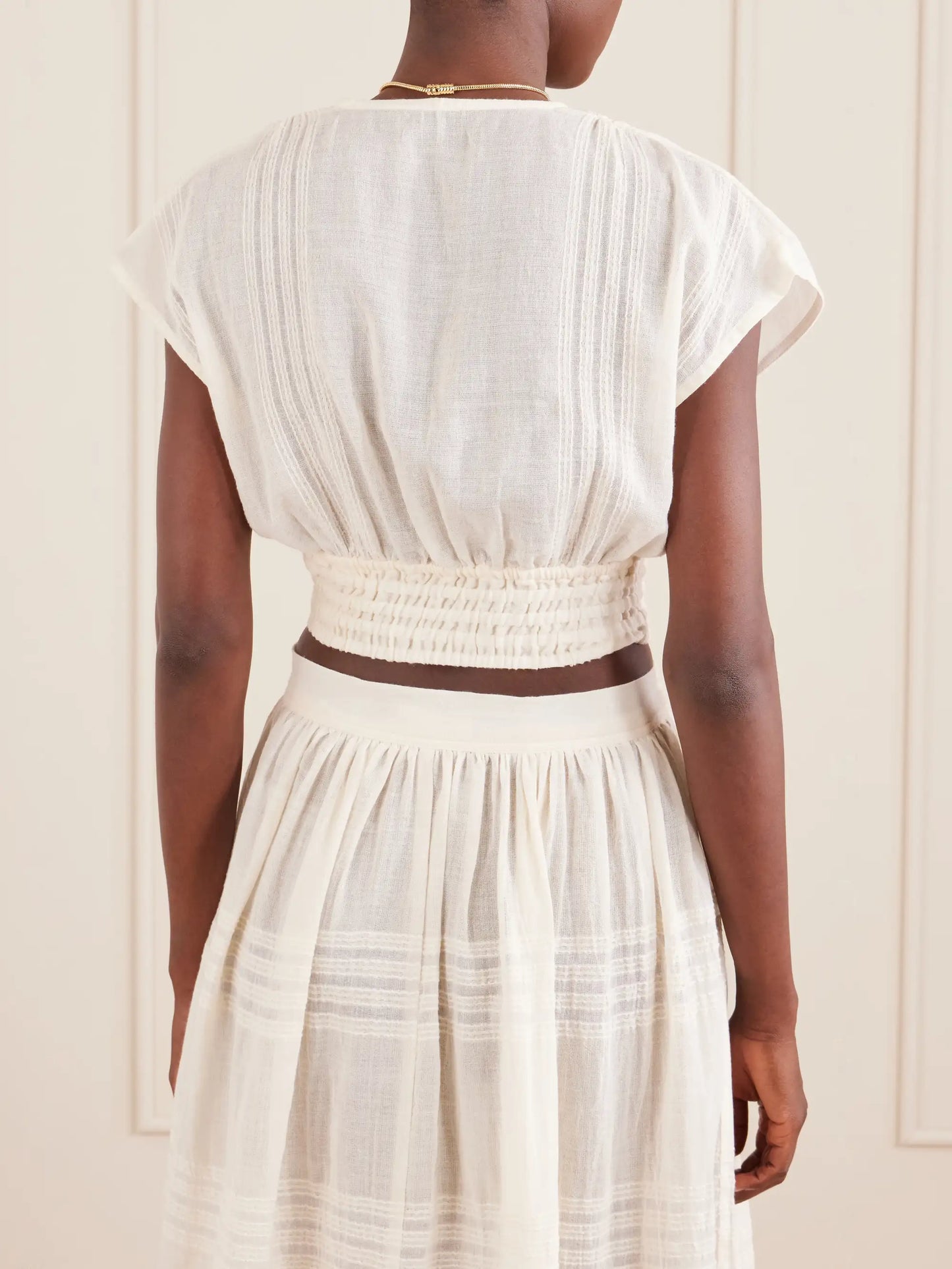 Alia Striped Cropped Cotton Top
