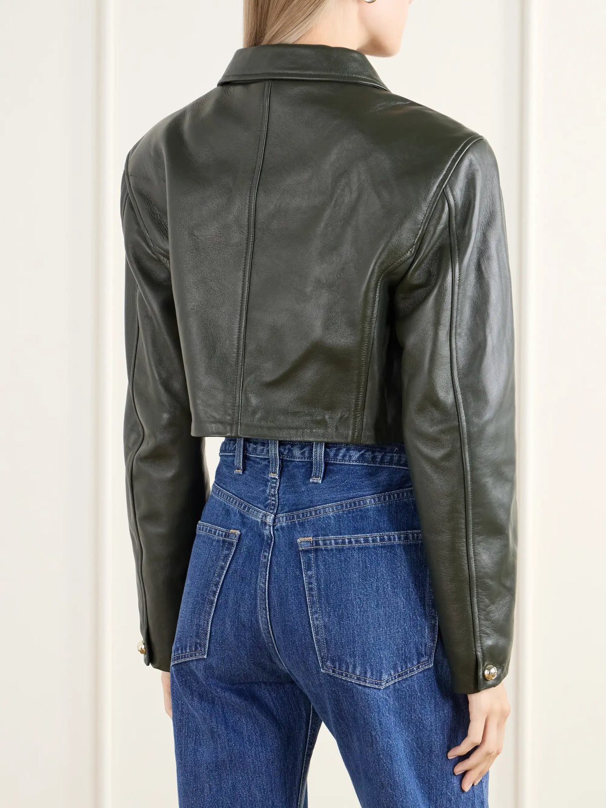 RÙADH Arabella Cropped Darted Leather Jacket