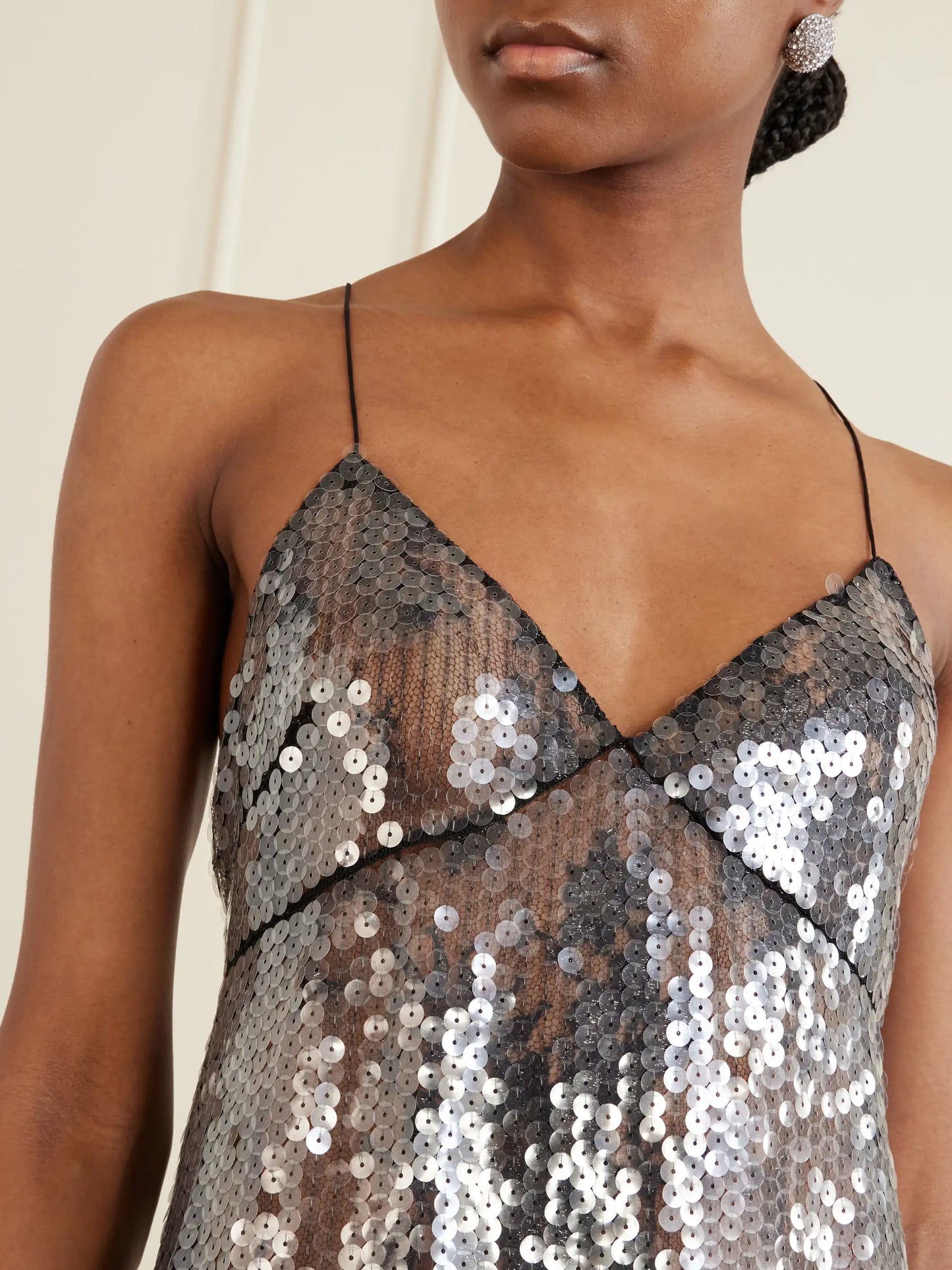 Aya Lace-trimmed Sequin Midi Dress