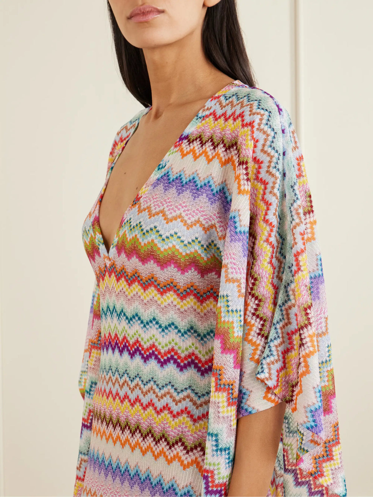 Striped Metallic Crochet-knit Kaftan