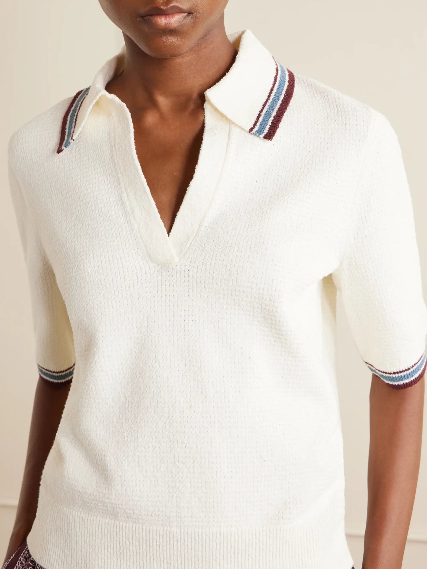 Quinelle Striped Cotton-blend Polo Shirt