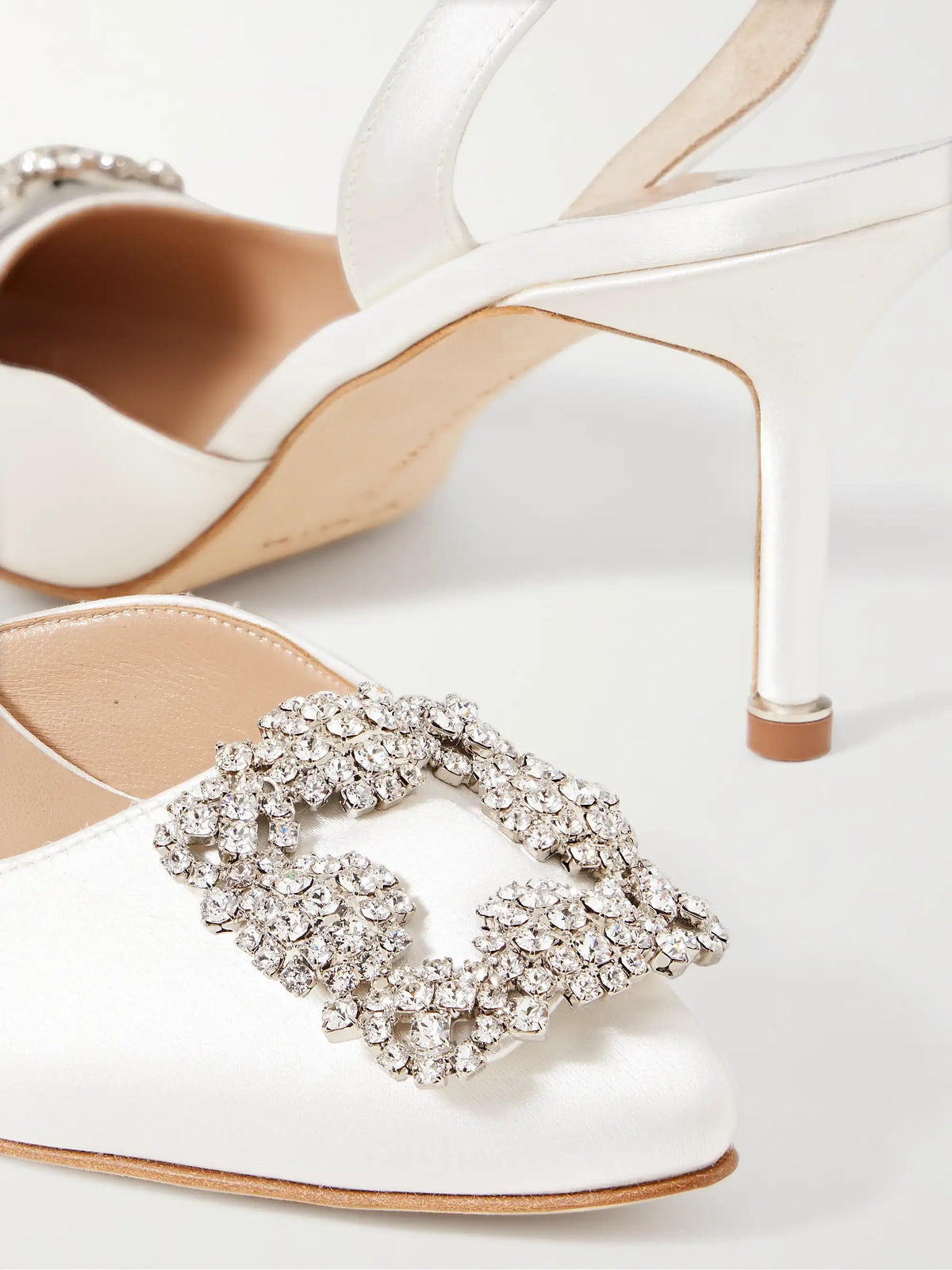 Hangisli 70 Crystal-embellished Satin Slingback Pumps