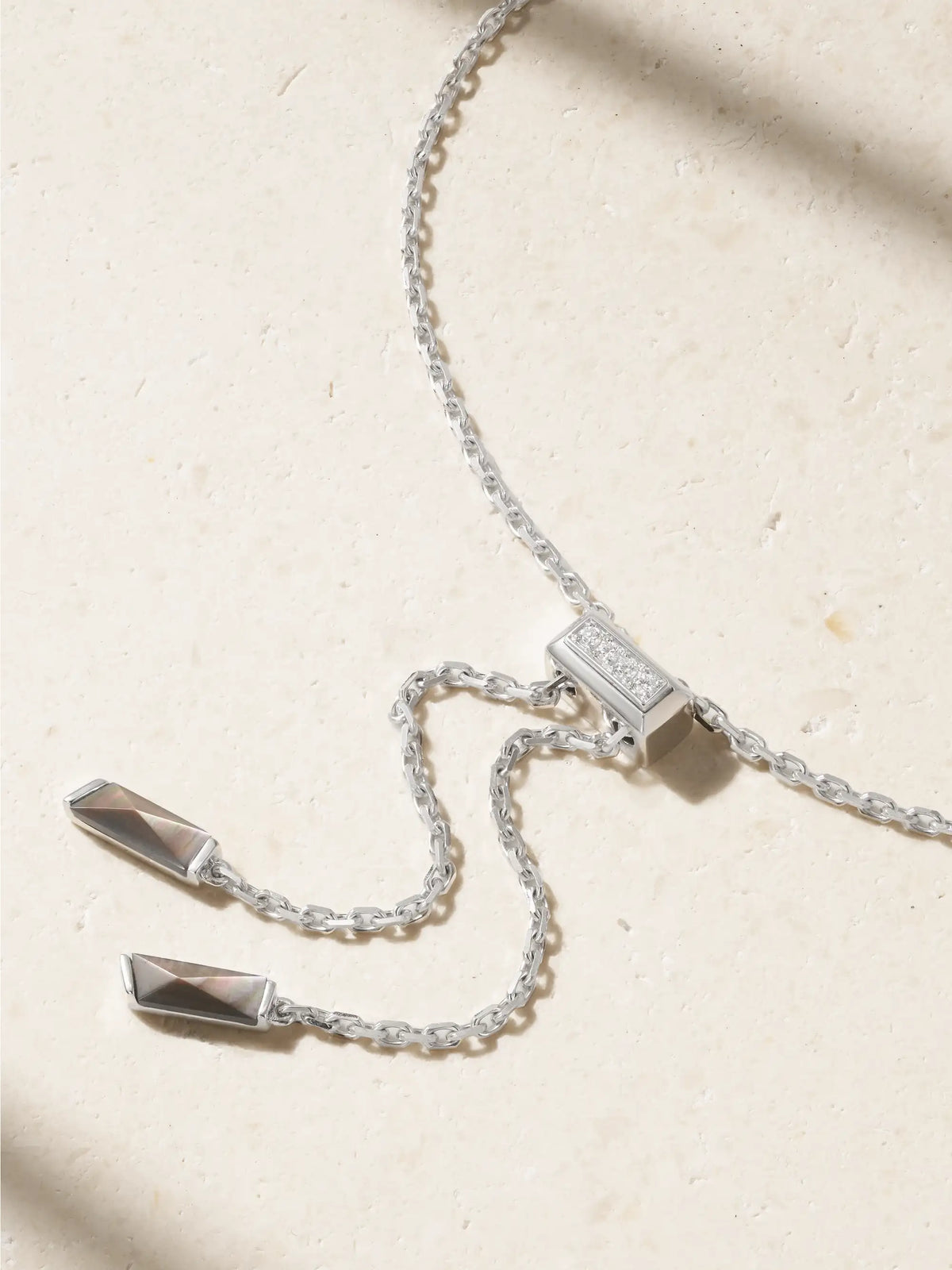 Wings Rising 18-karat White Gold, Mother-of-pearl And Diamond Necklace