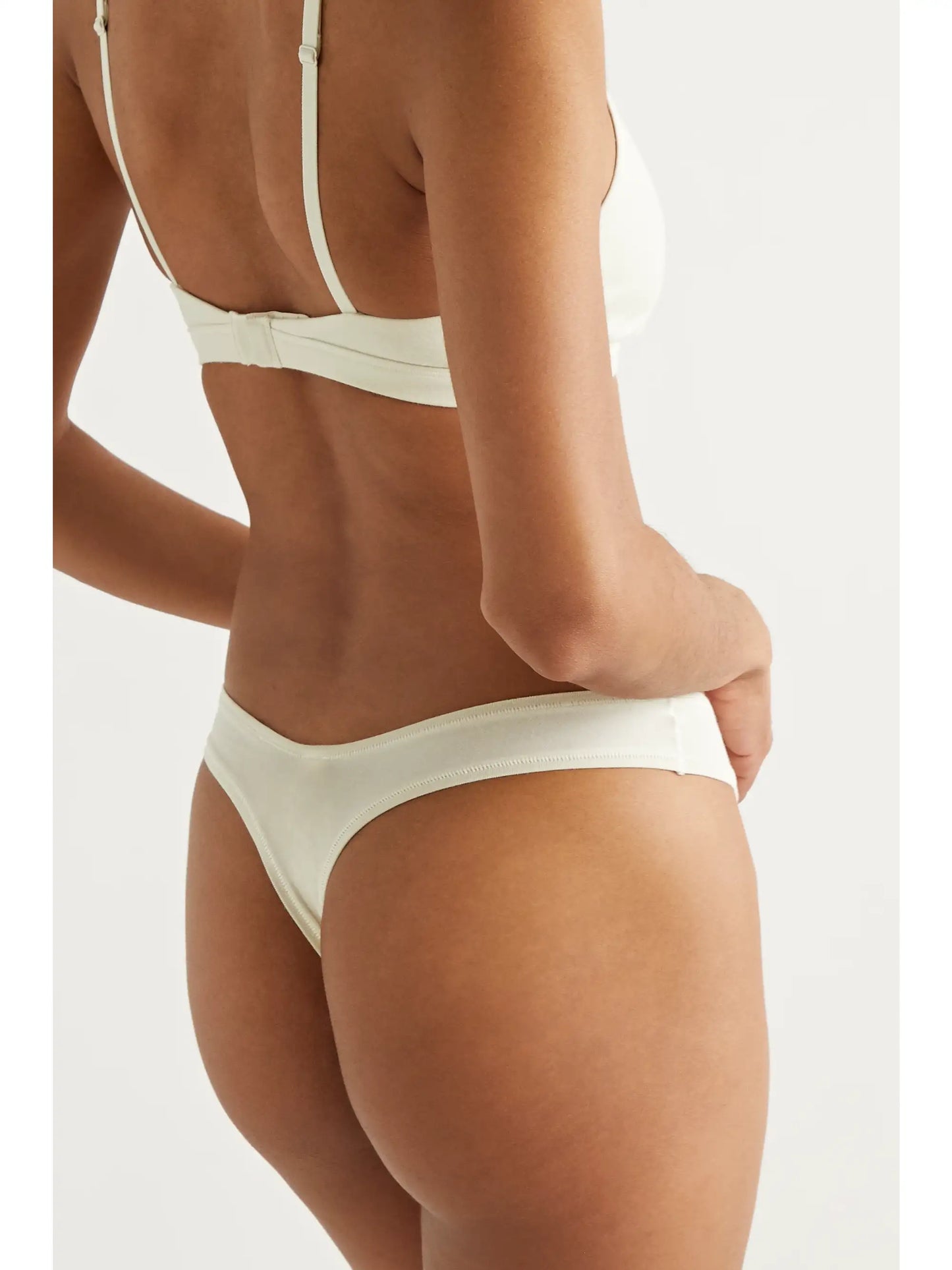 Cotton-blend Jersey Dipped Thong - Bone