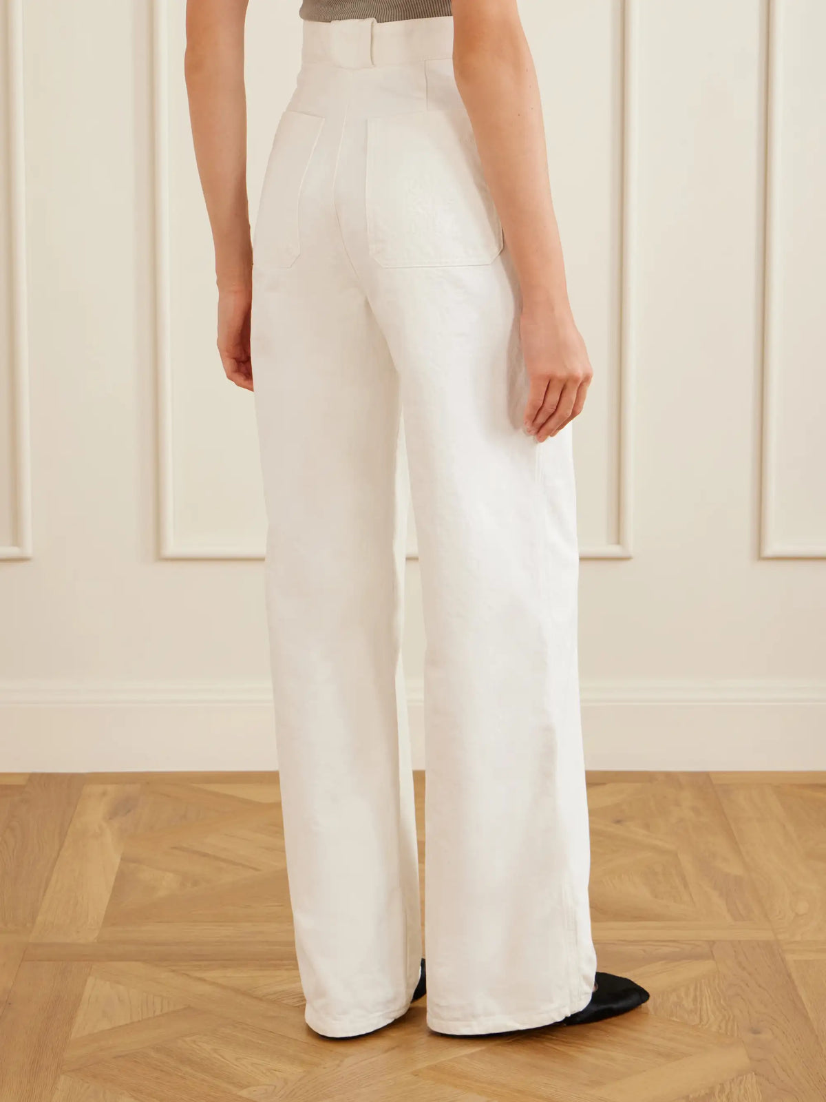 Logo-embroidered High-rise Wide-leg Jeans