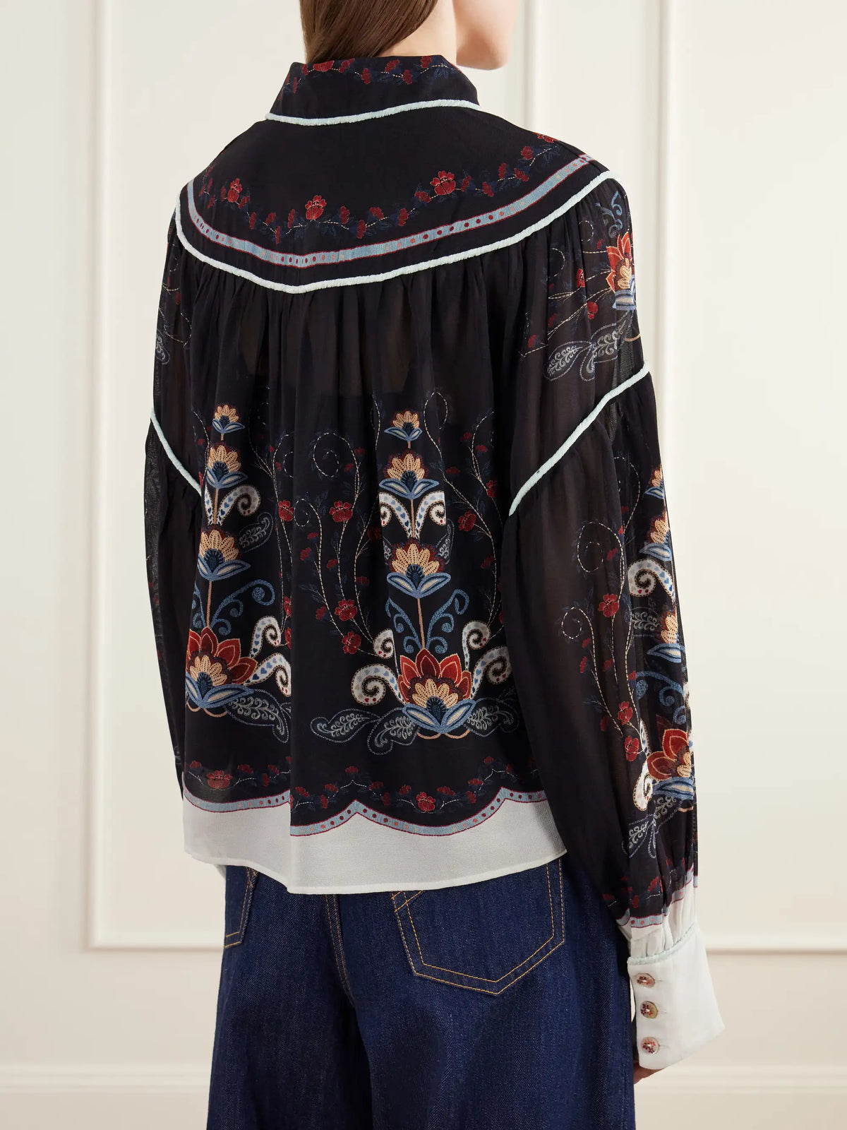 Farm Rio Nikita Printed Gathered Georgette Shirt