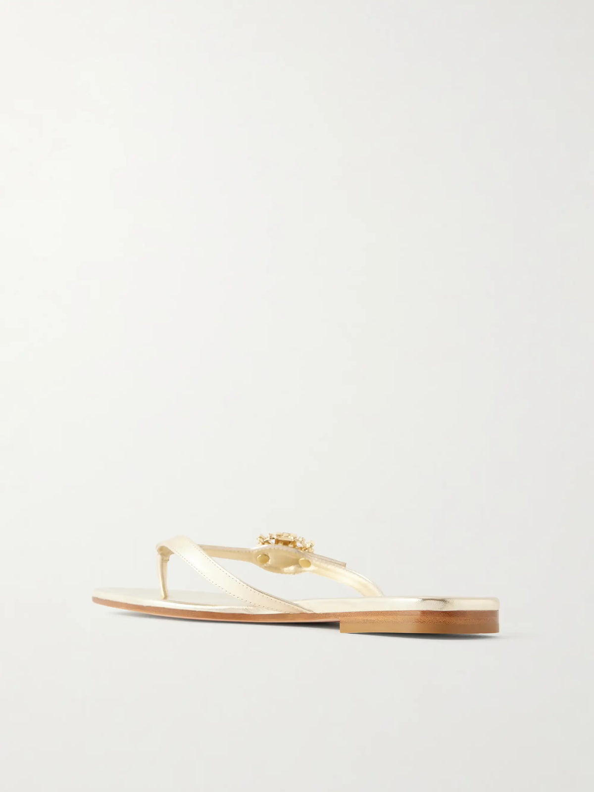 Strass B Crystal-embellished Metallic Leather Sandals