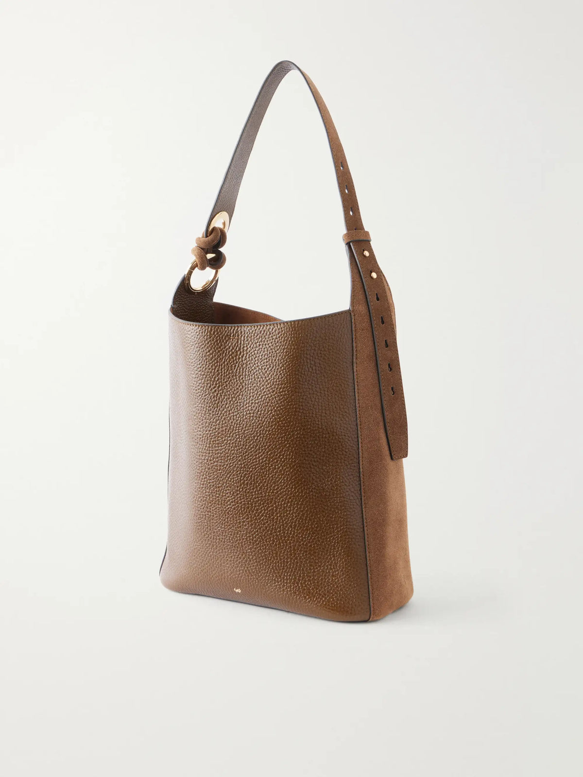 Ringo Suede-trimmed Textured-leather Tote