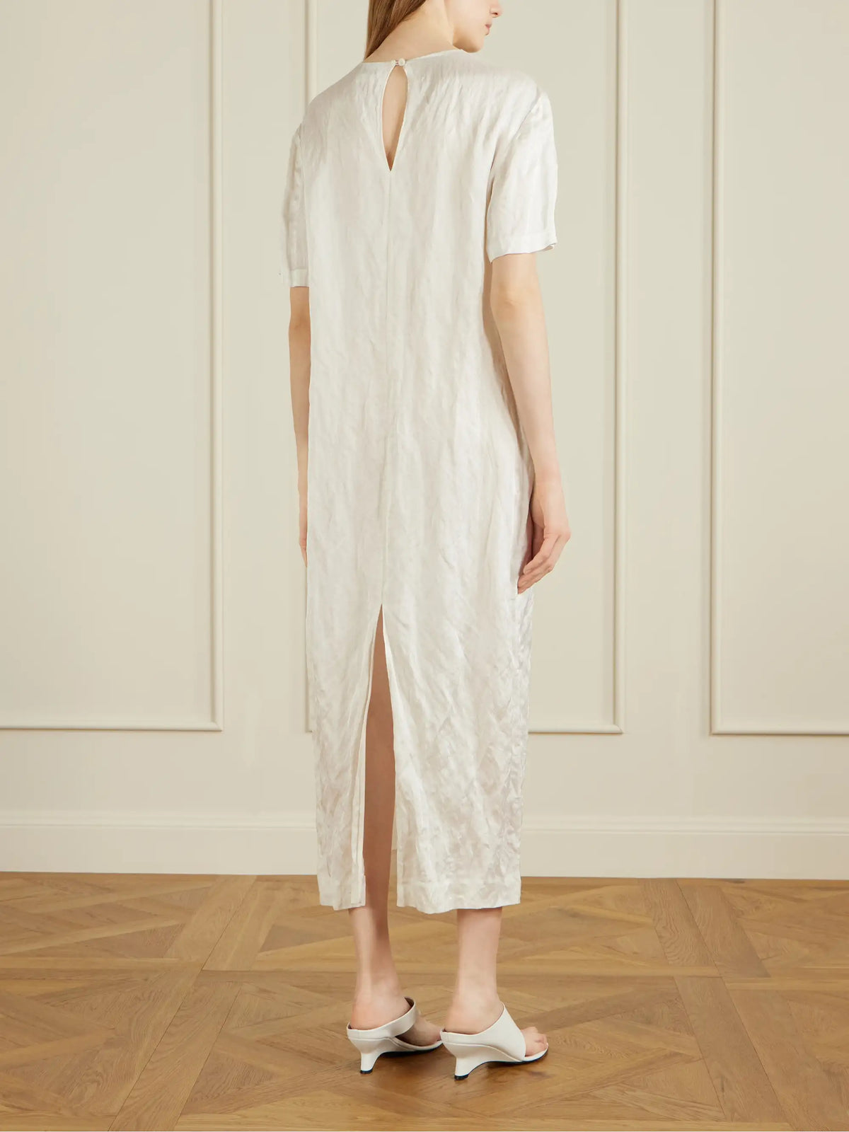 KHAITE Webber Crinkled-voile Midi Dress