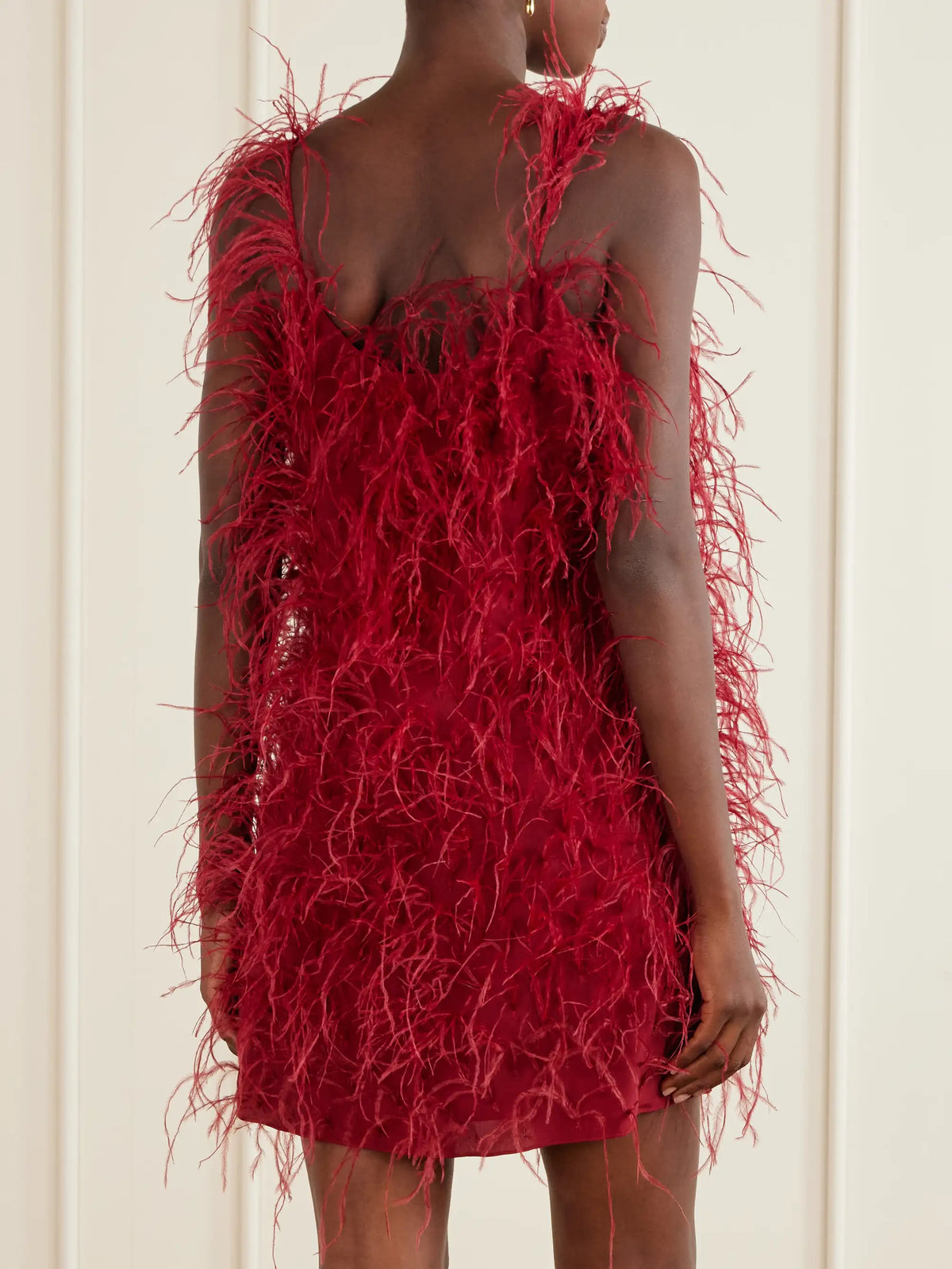 Sharon Wauchob Sara Feather-trimmed Silk-crepe Mini Dress