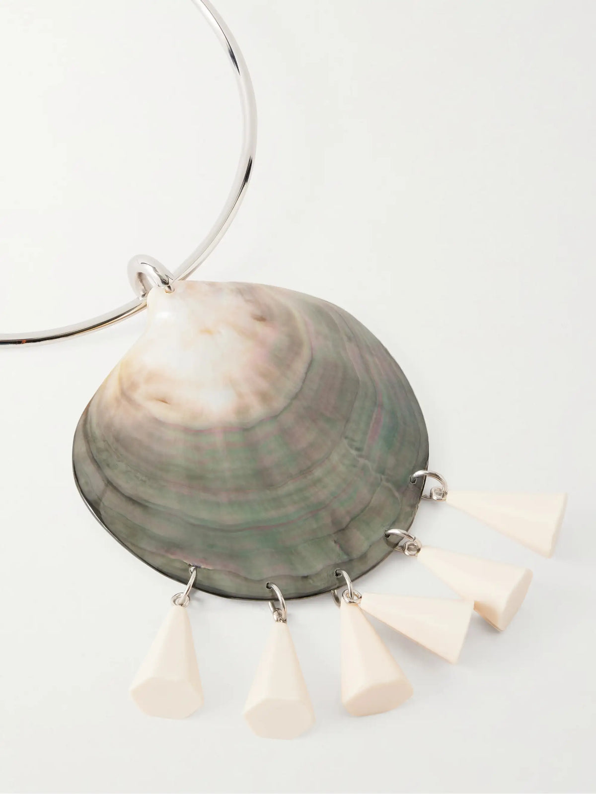 Nacre Rhodium-plated, Shell And Resin Necklace