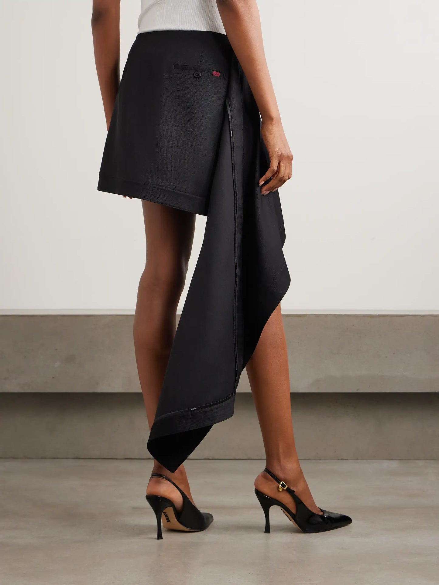 Asymmetric Wool-twill Mini Skirt