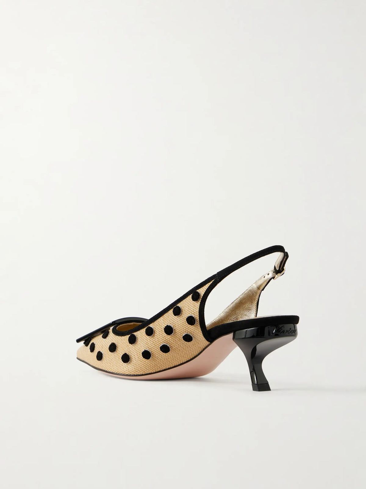 Virgule 55 Suede-trimmed Polka-dot Slingback Pumps