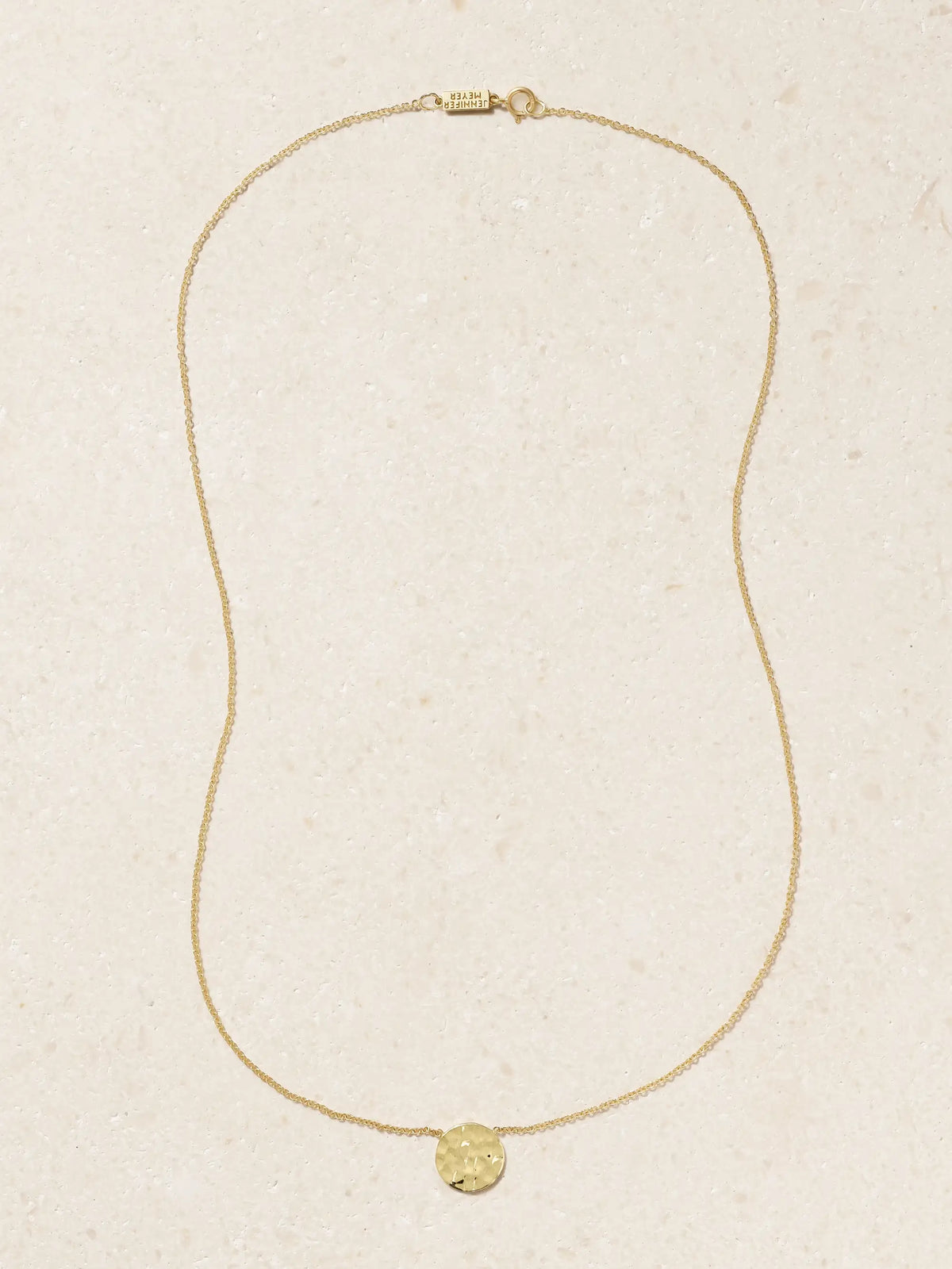 Mini Hammered Disc 18-karat Gold Necklace