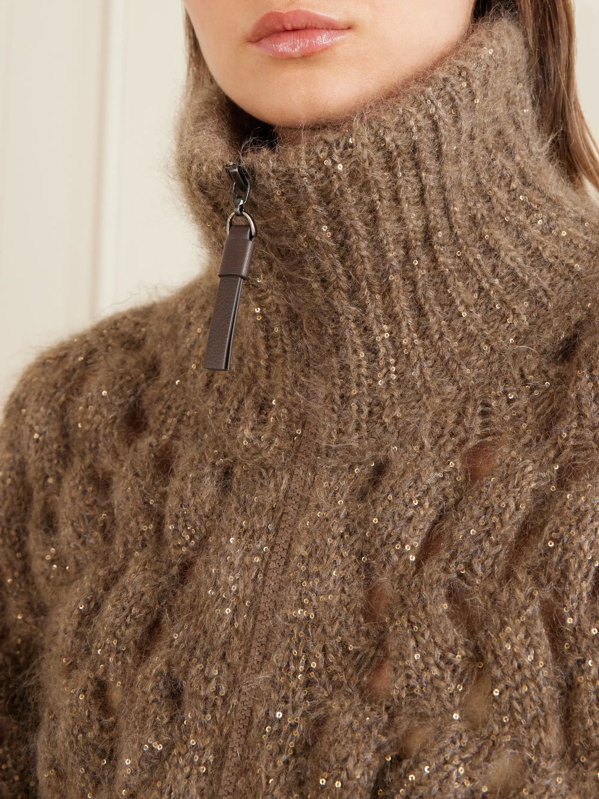 Brunello Cucinelli Sequin-embellished Mohair-blend Zip-up Cardigan
