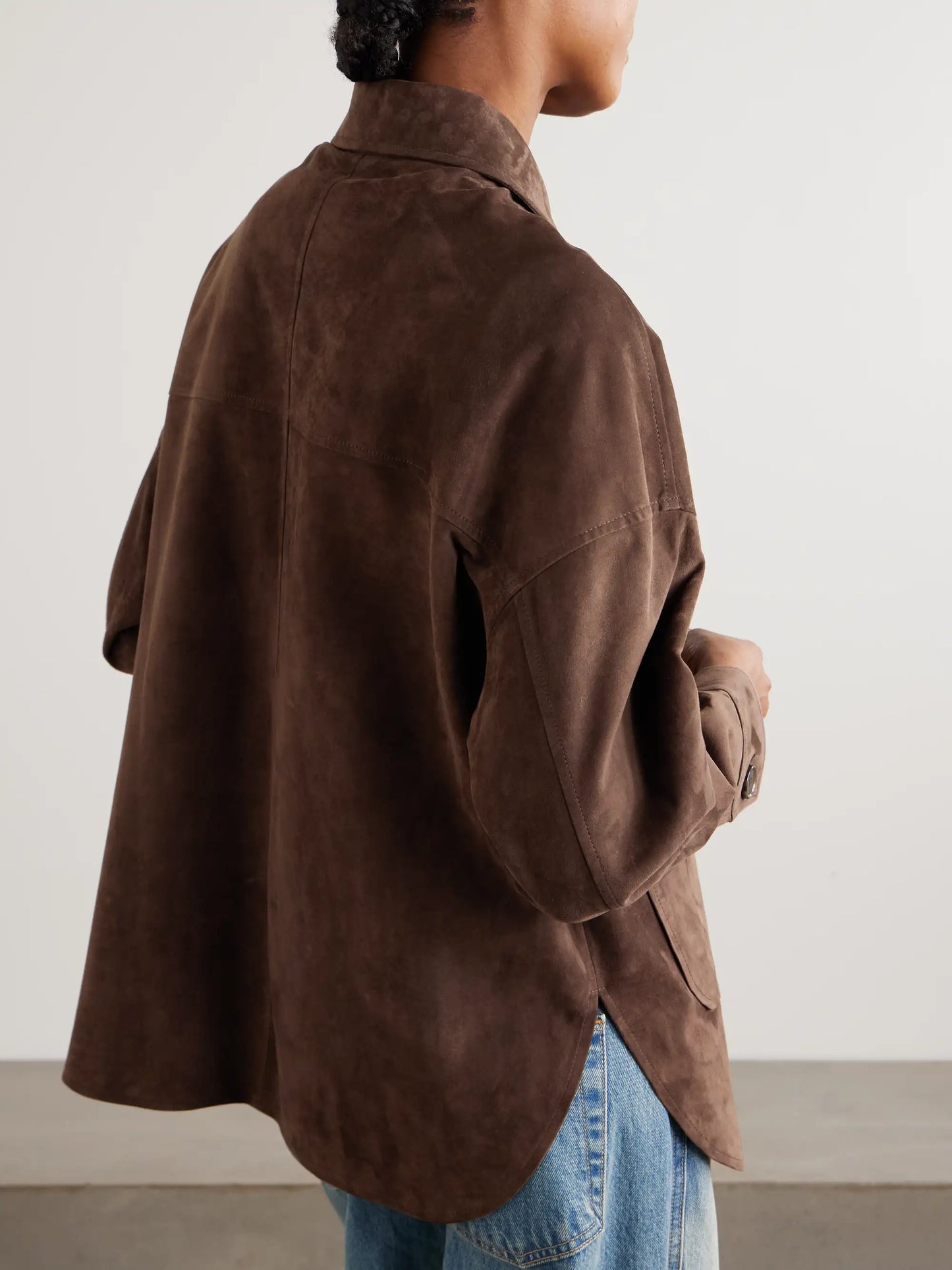 Kaylee Oversized Paneled Suede Jacket