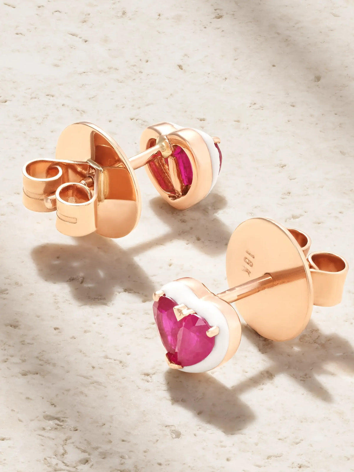 Heartbeats 18-karat Rose Gold, Ruby And Enamel Earrings