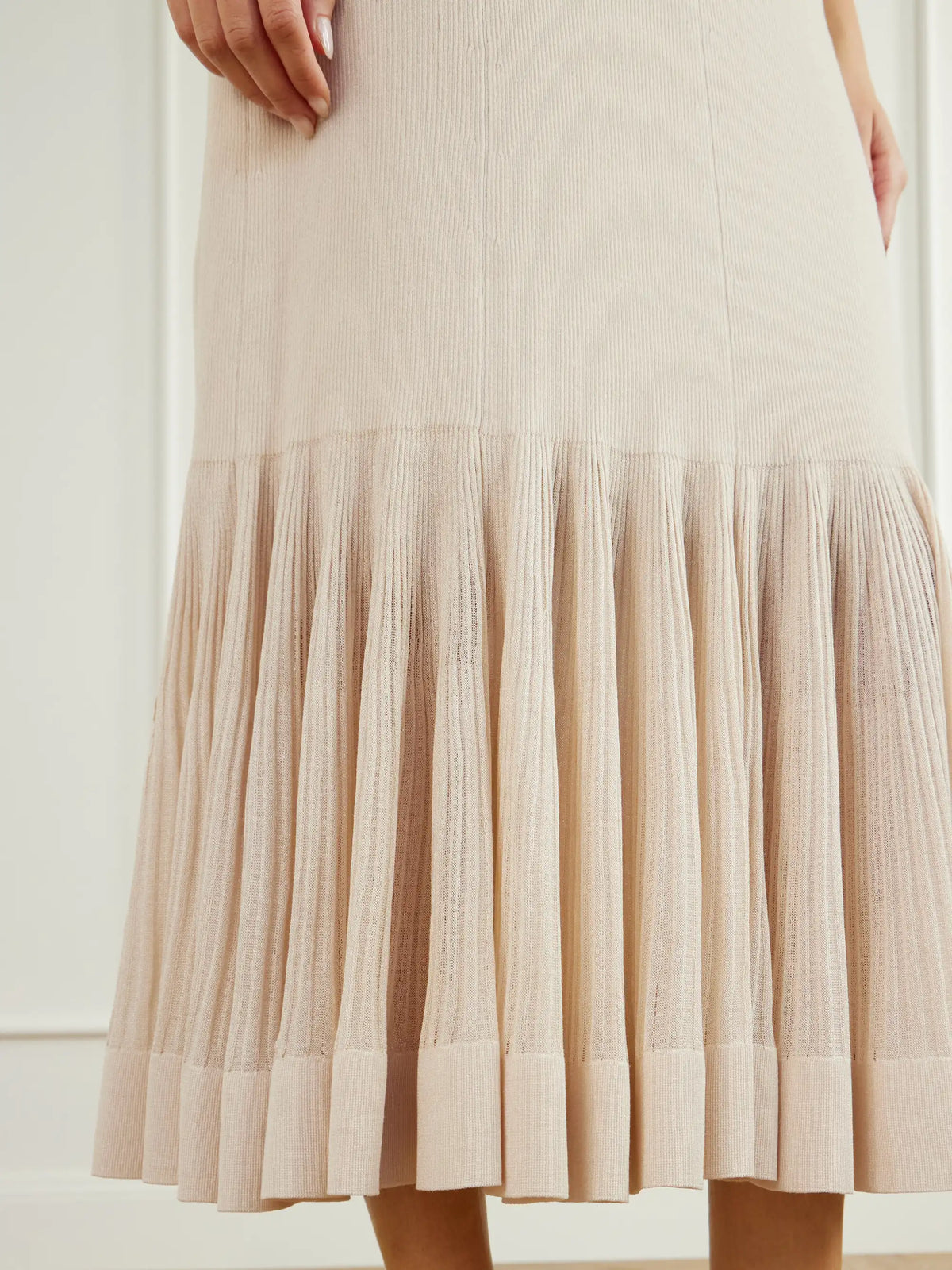 Zimmermann Clash Pleated Metallic Jersey Midi Skirt