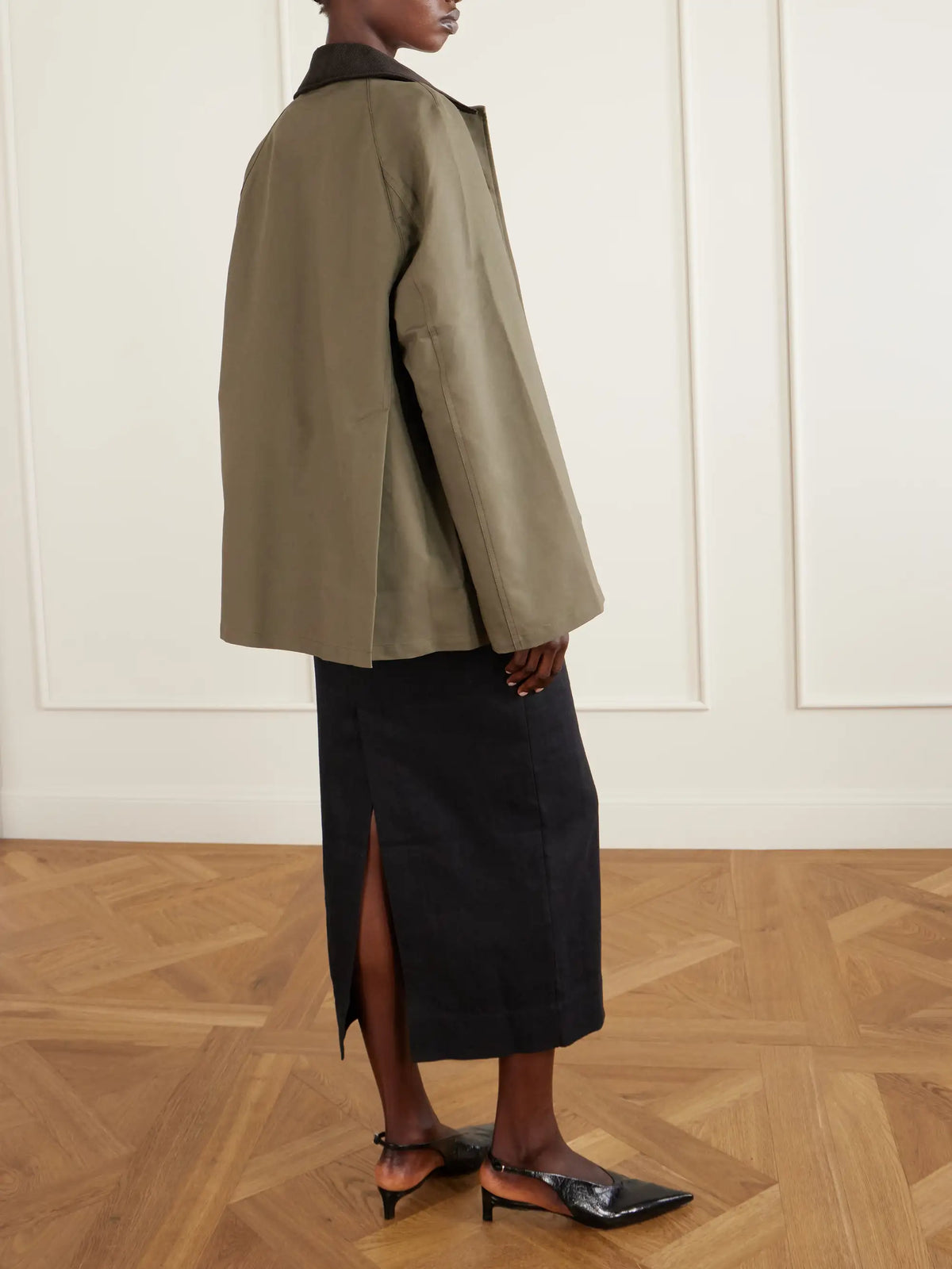 TOTEME Corduroy-trimmed Cotton-gabardine Coat